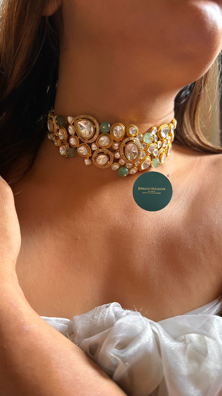Shades of mint polki choker set