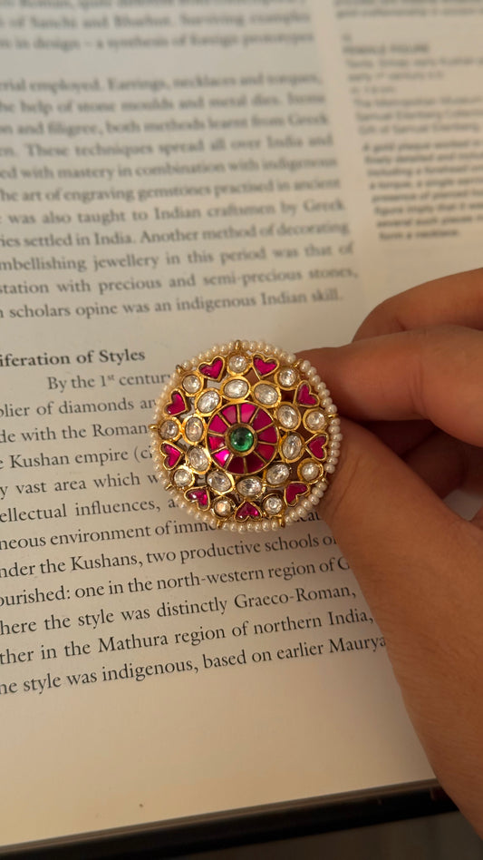 Rubby paachi kundan heritage ring