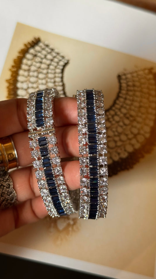 Sapphire  triple line diamond bangles