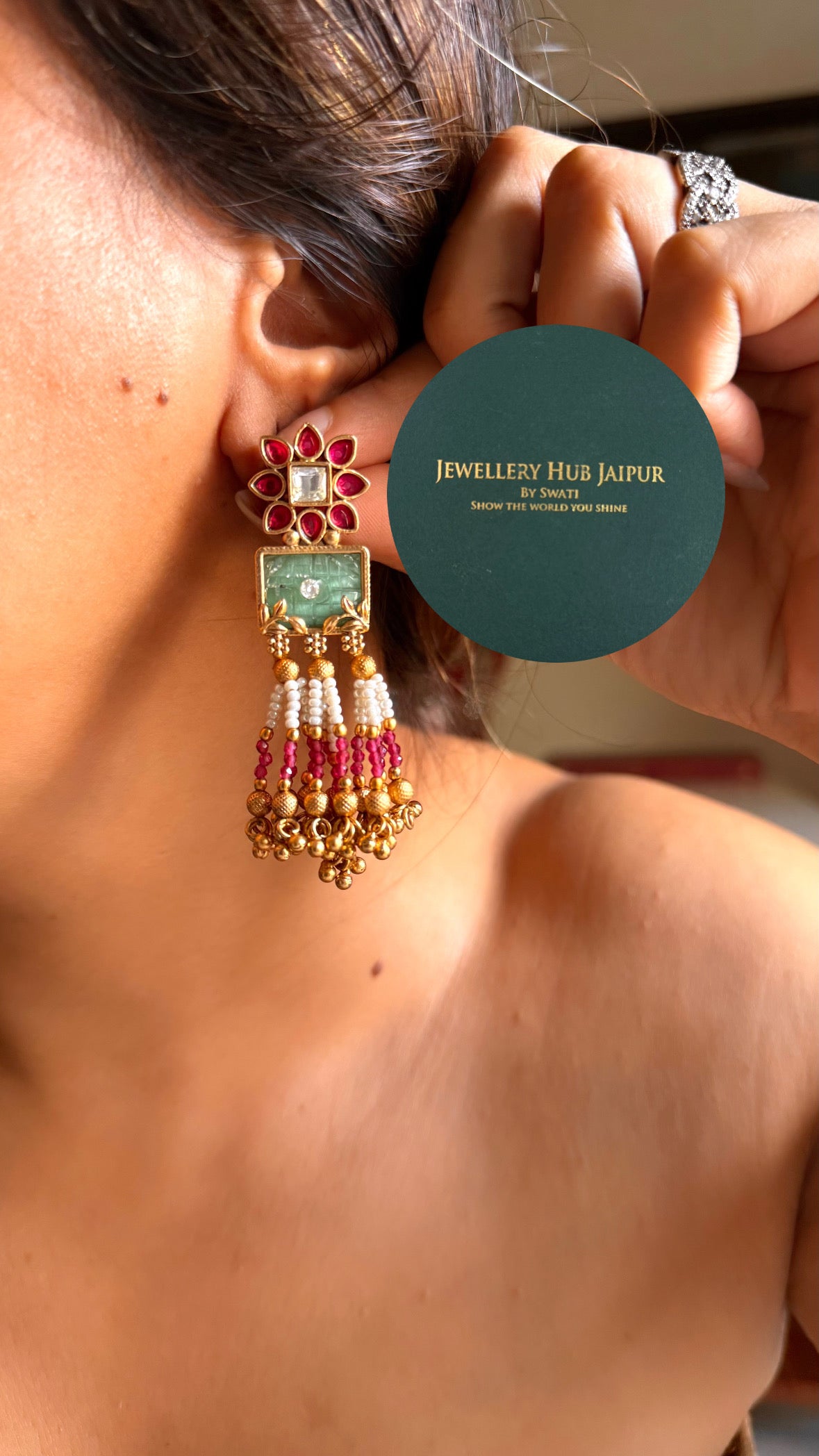 Mint & ruby floral maharani rajwada set