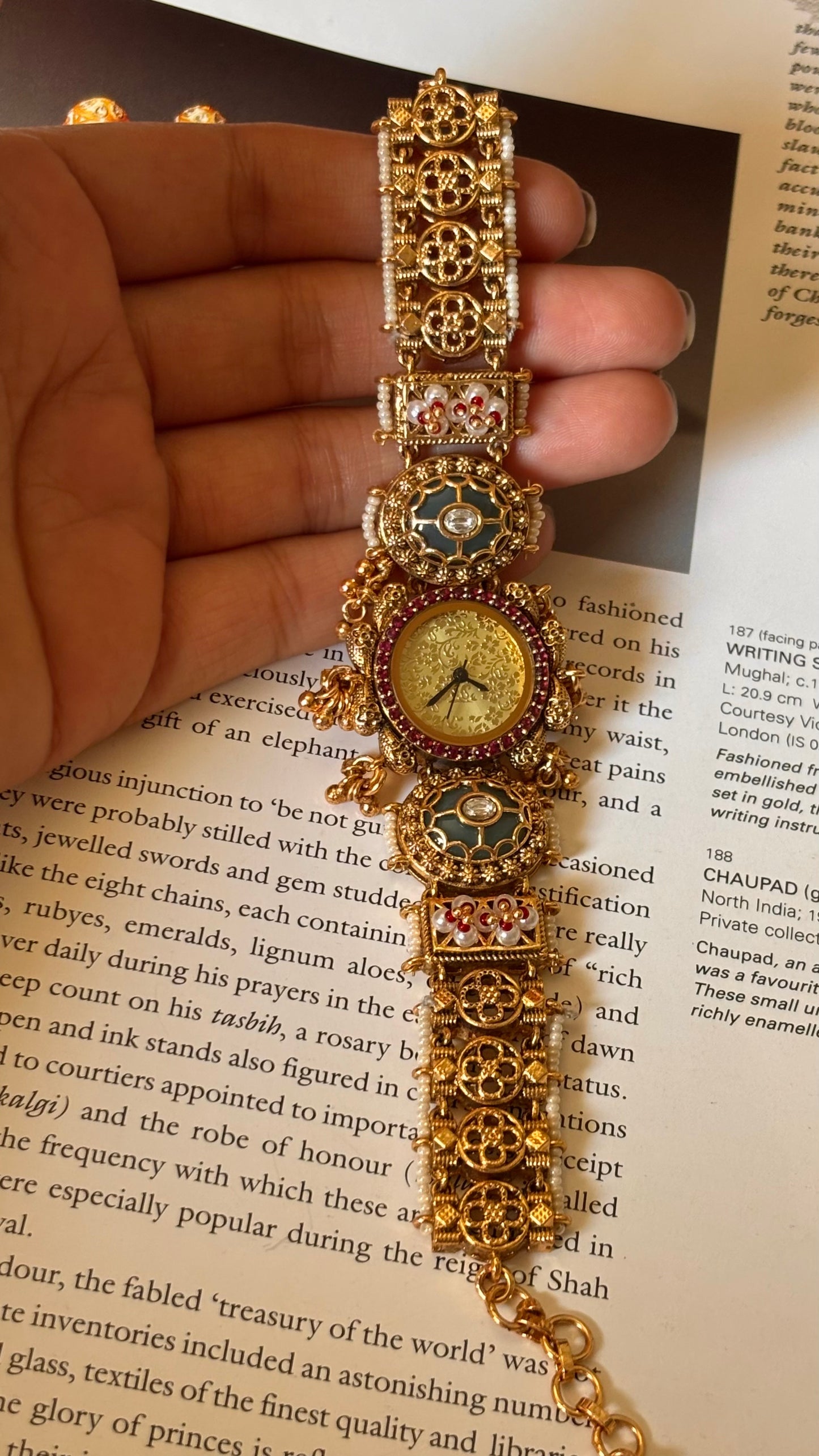 Rajwada emerald gold dial dark gold watch