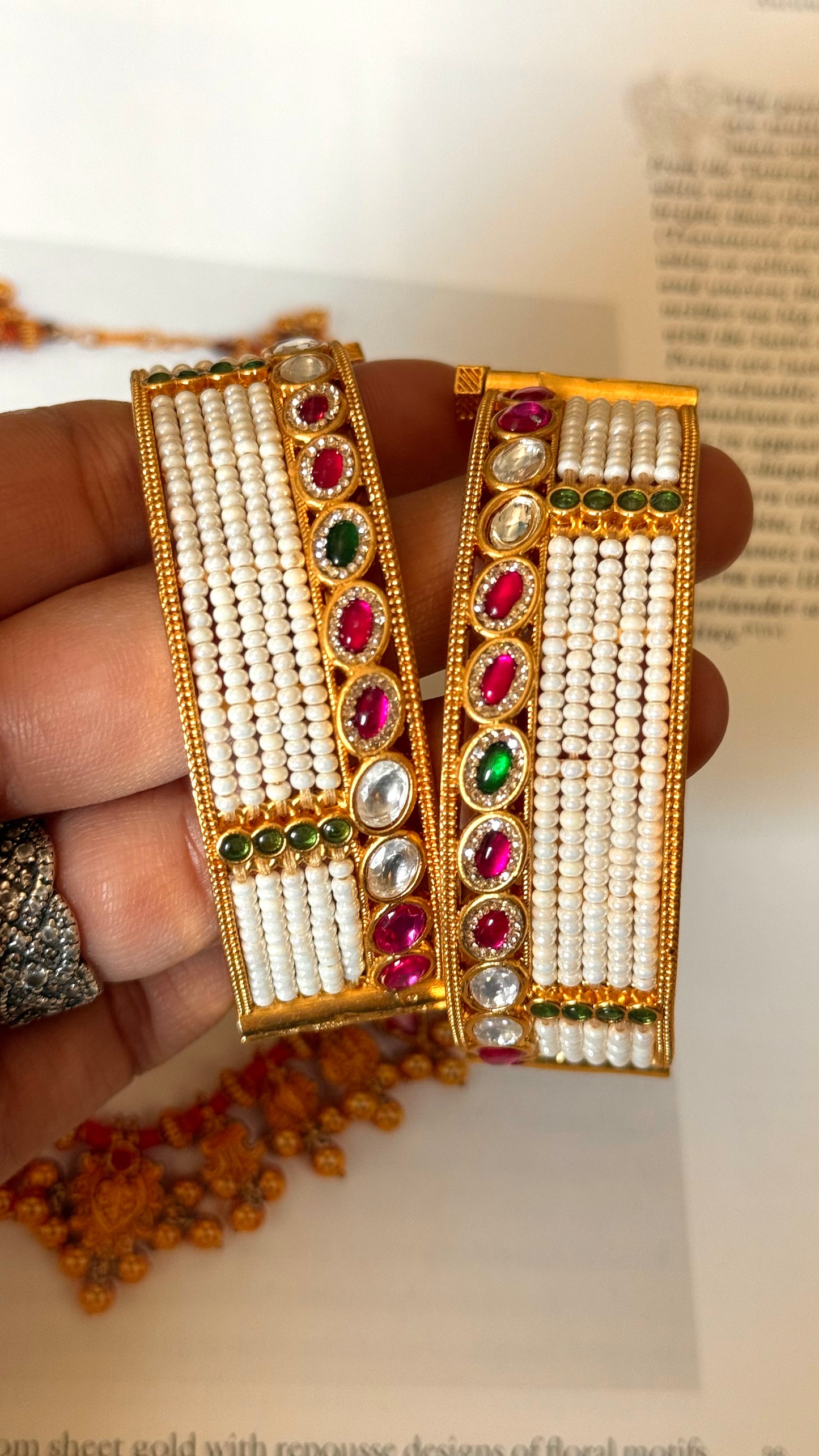Pearl detailing rajwadi bangles