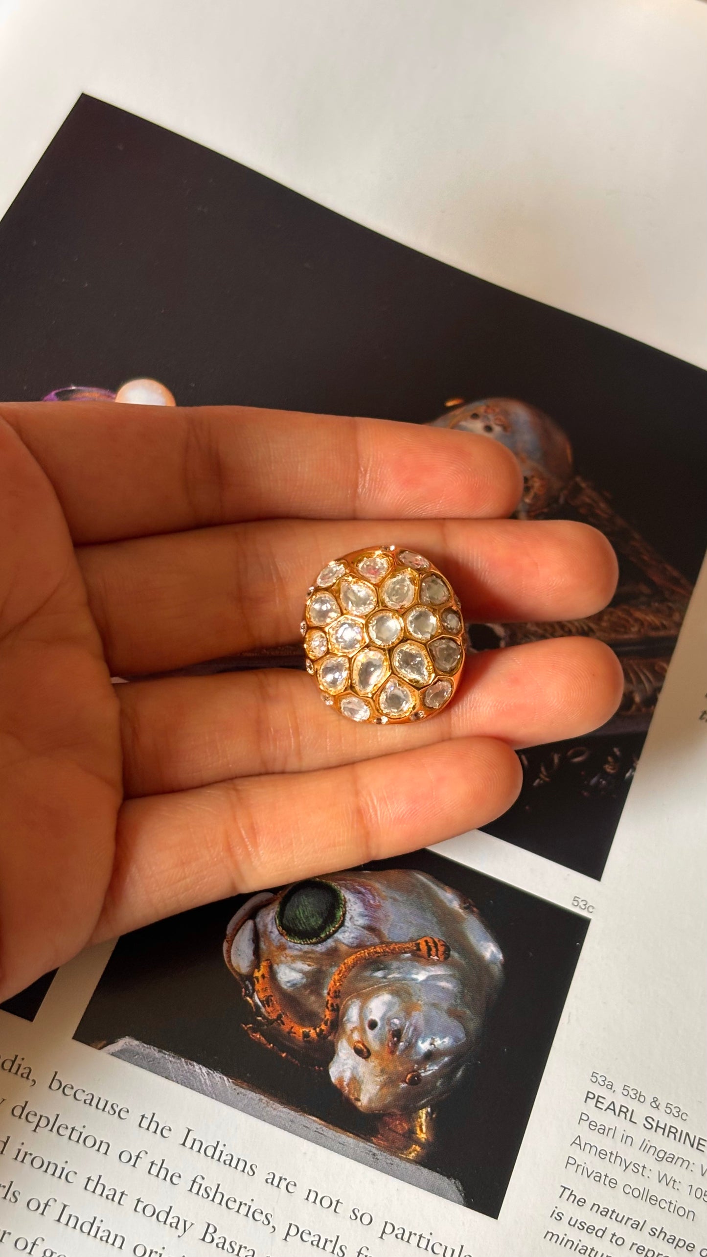 Uncut white polki ring