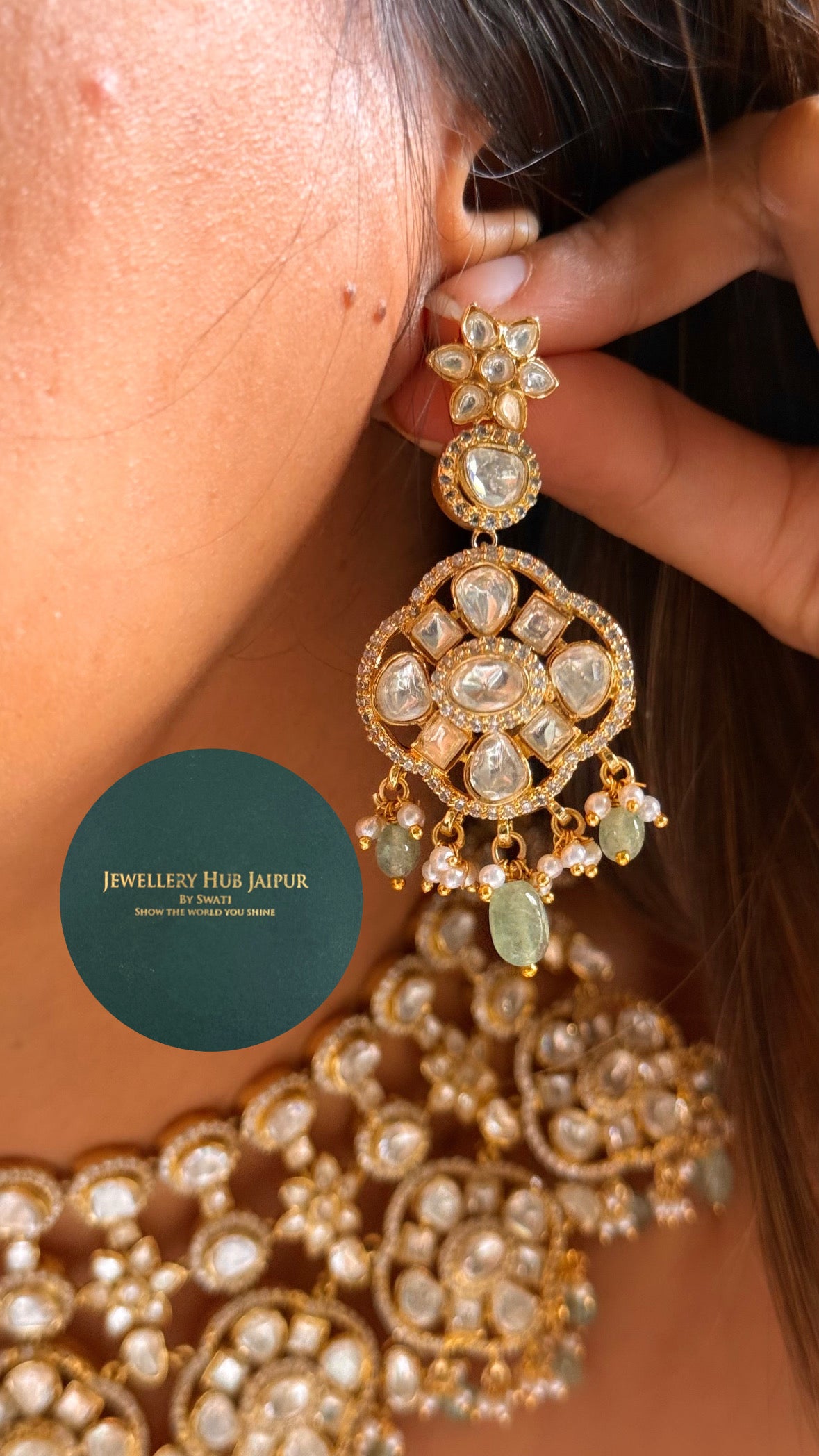 Real moissanite strawberry drop bridal necklace set