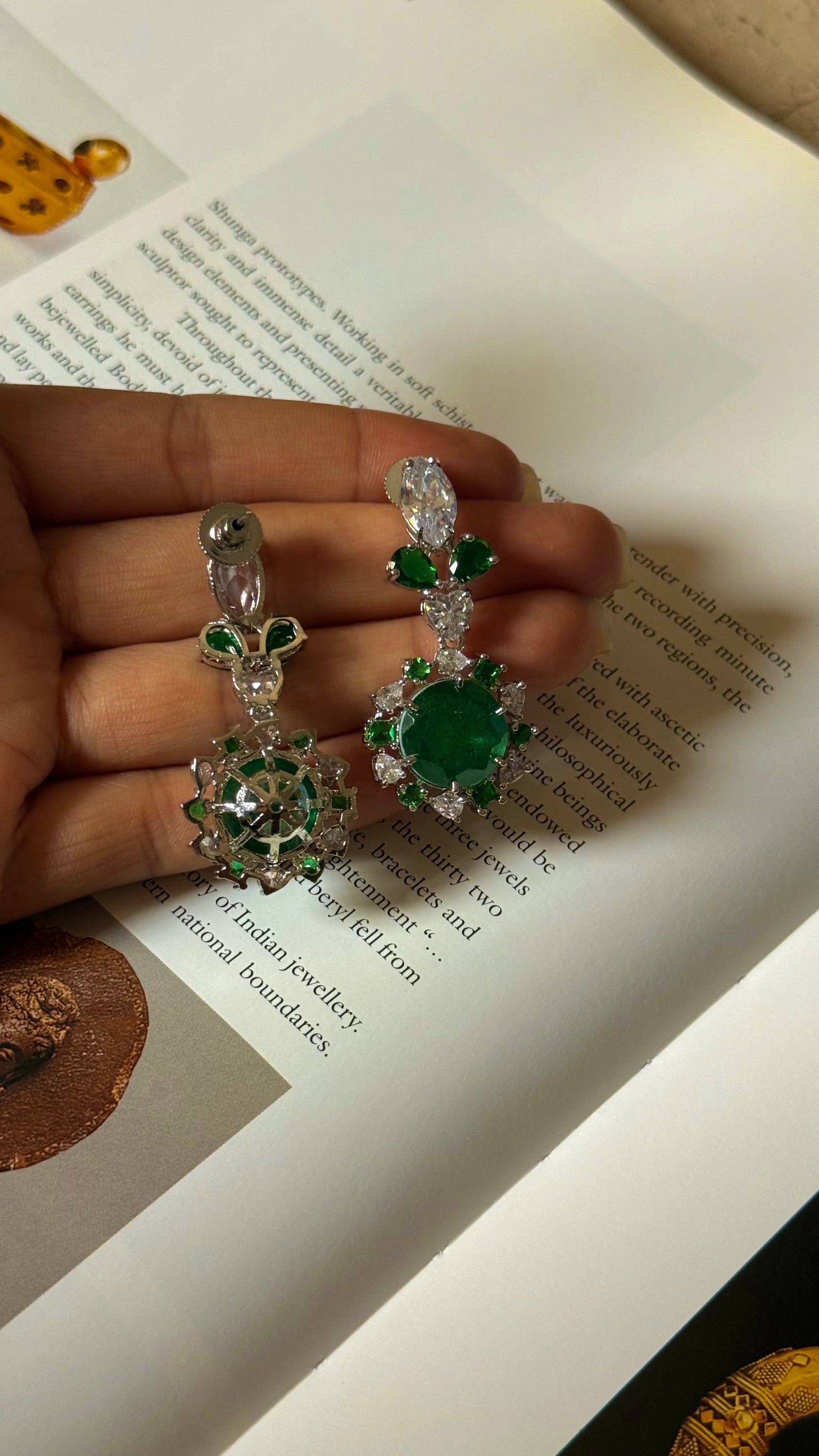 Emerald doublet cz emerald diamond  collar set necklace