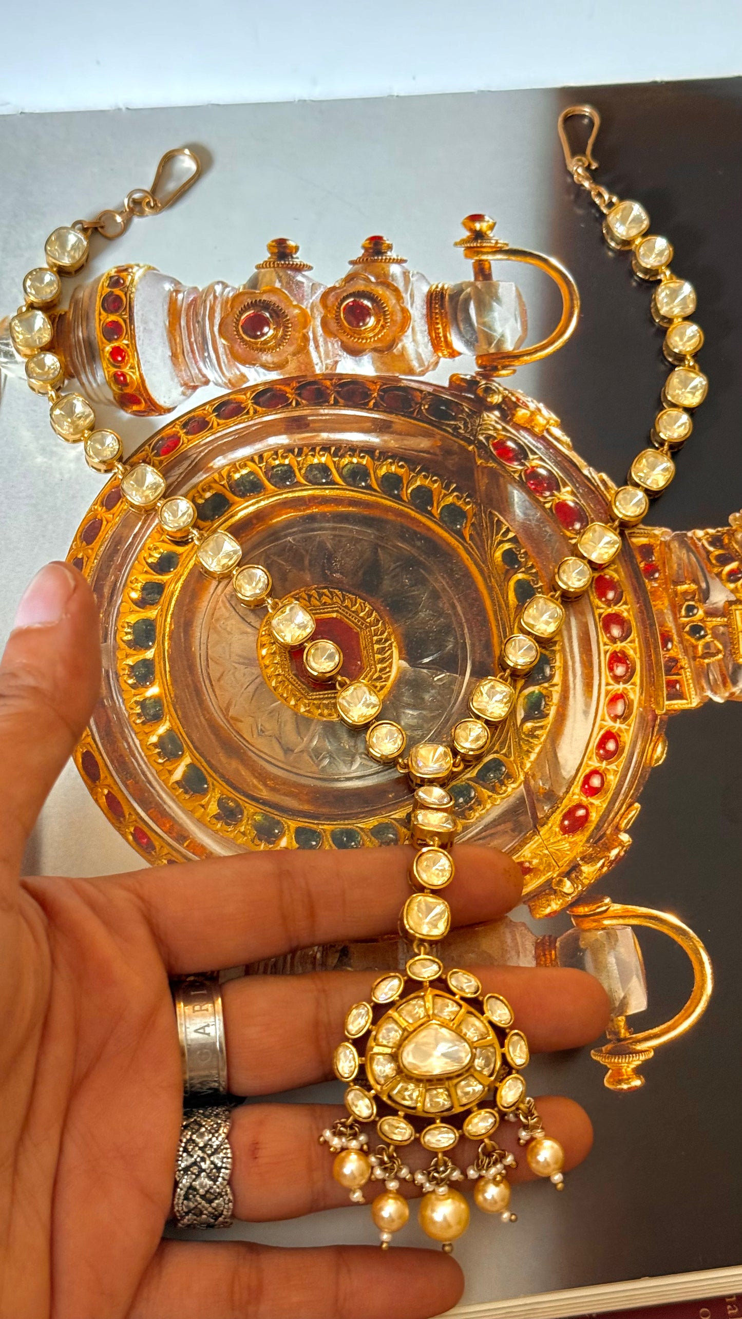 Peeli polki maangtika with sheeshpatti