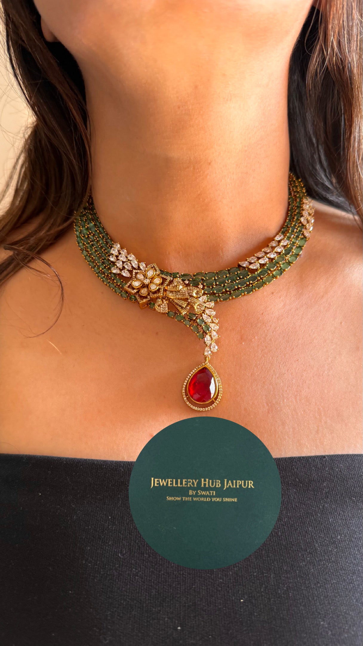 ruby & emerald designer necklace