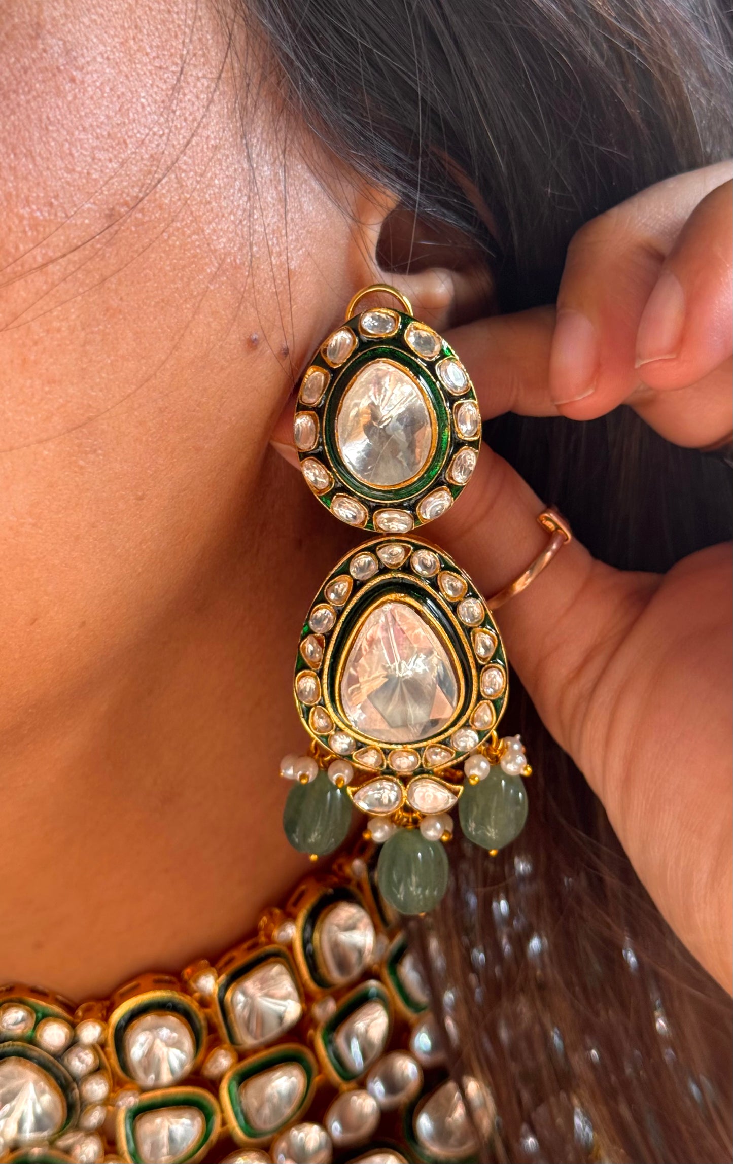 emerald meenakari heritage choker set