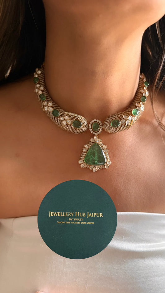 Mint moissanite designer necklace