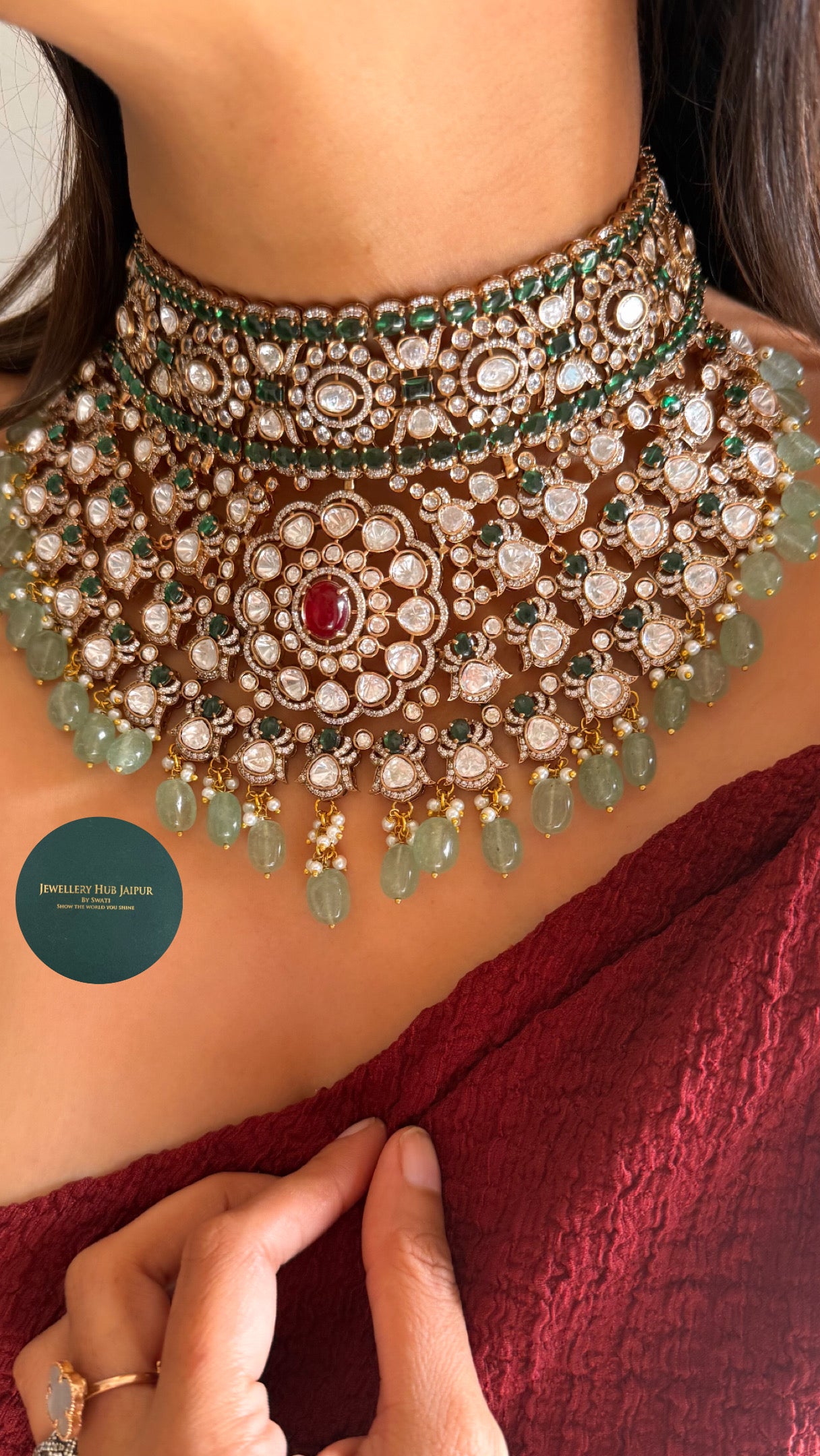 Piya Emerald & ruby victorian heritage necklace
