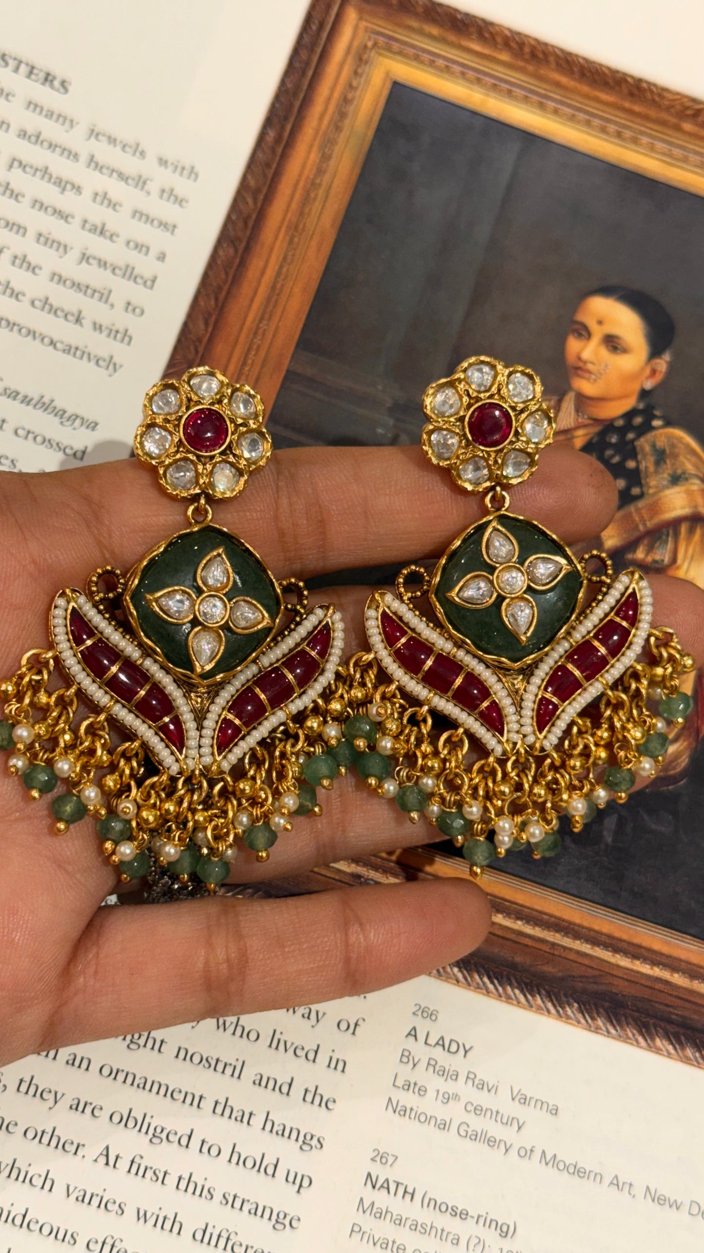 Floral Nakshi & Inlay work statement traditional earrings