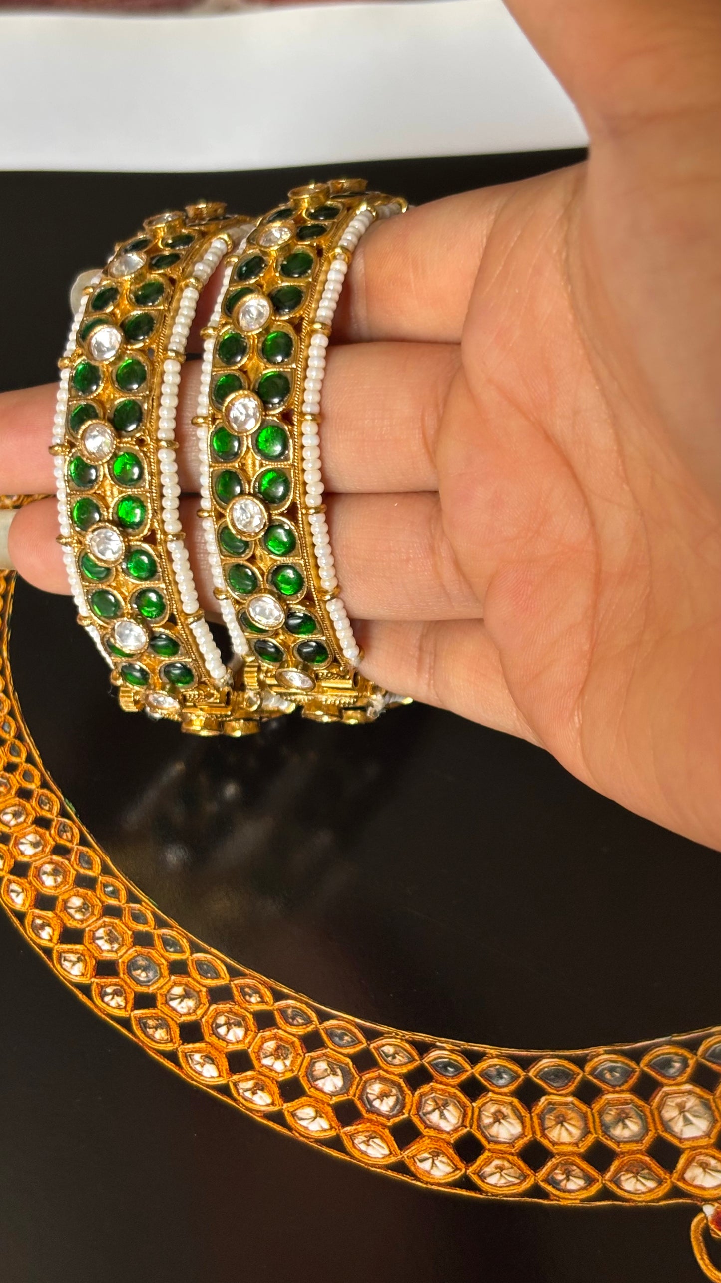 Emerald katdana gold bangles
