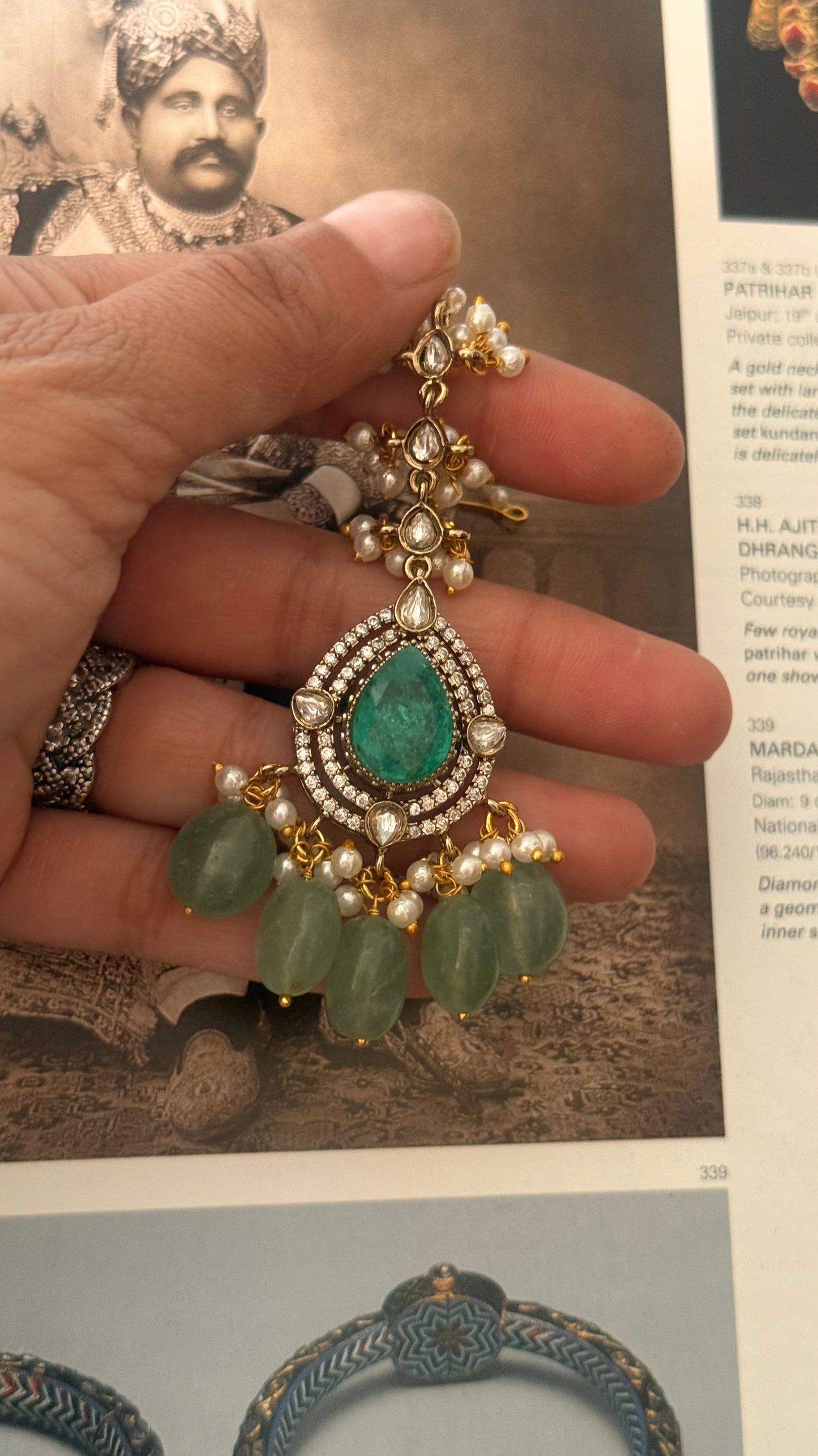 Mint drop shape & mint hanging victorian maangtika