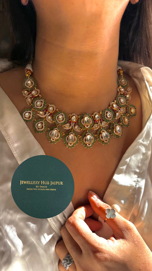 Real moissanite rani & mint lv shade necklace