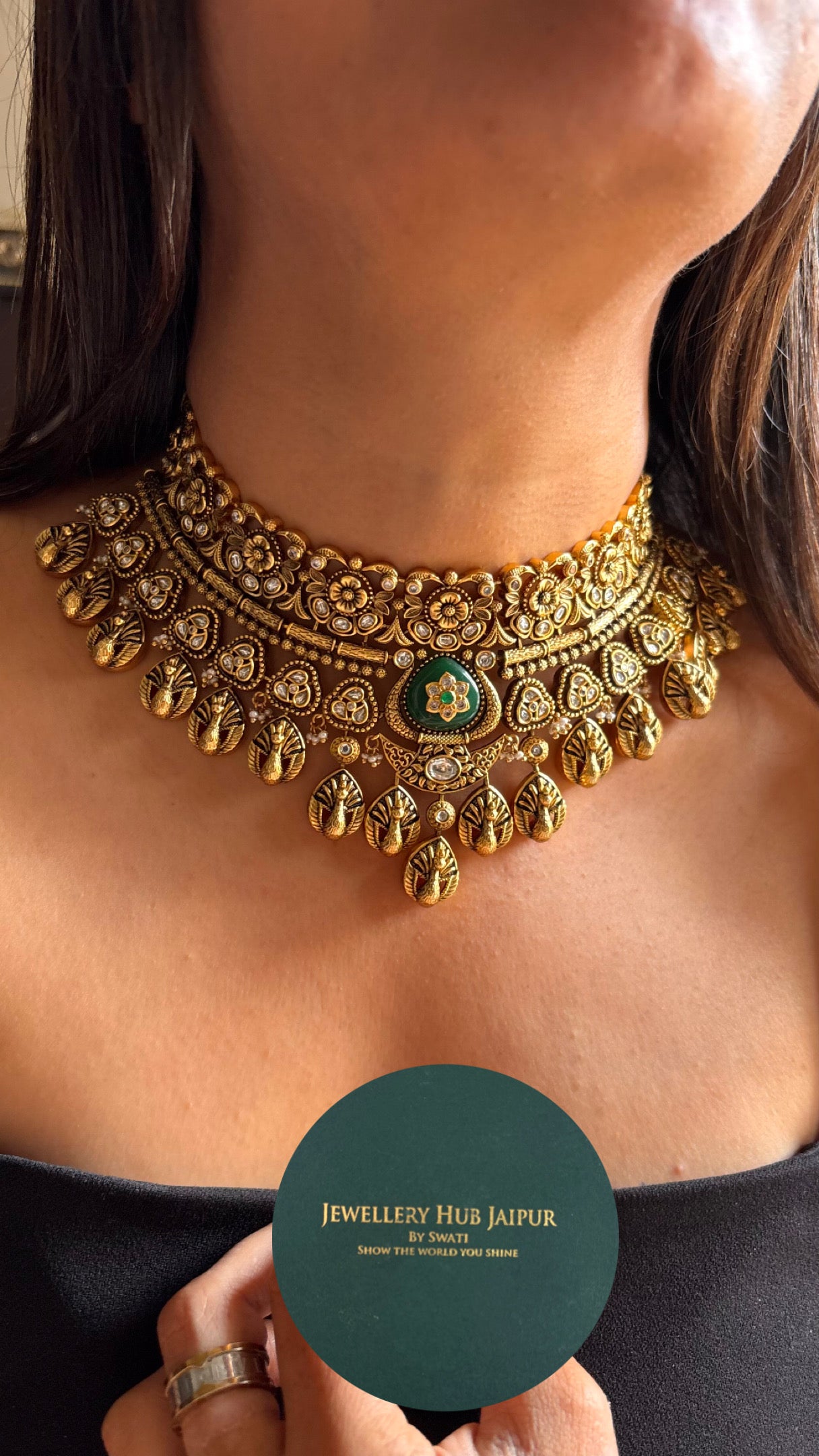 Dark emerald heritage rajwada Necklace