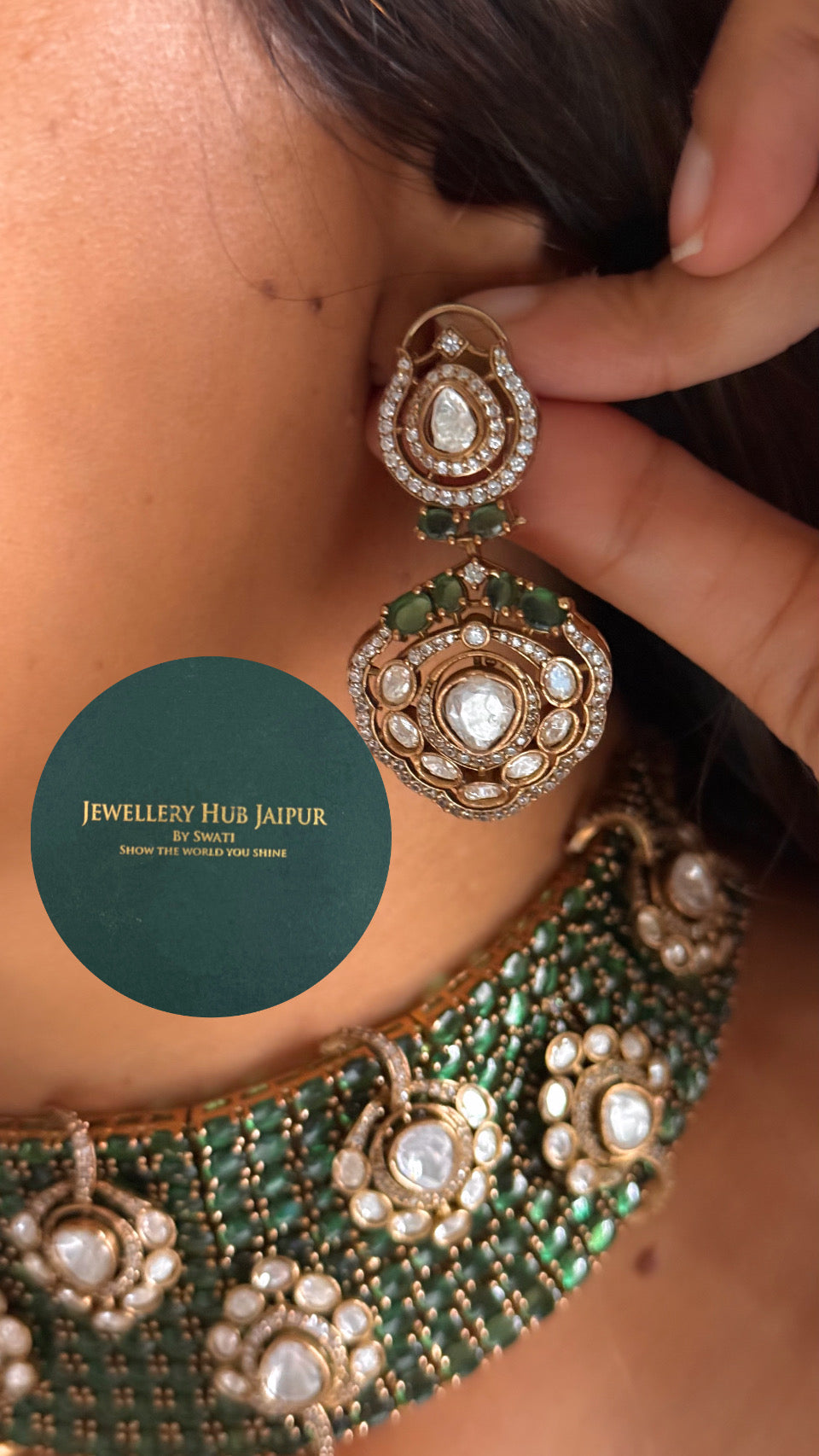 Emerald & Moissanite victorian choker