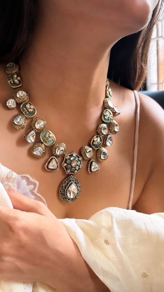 Mint uncut Polki necklace