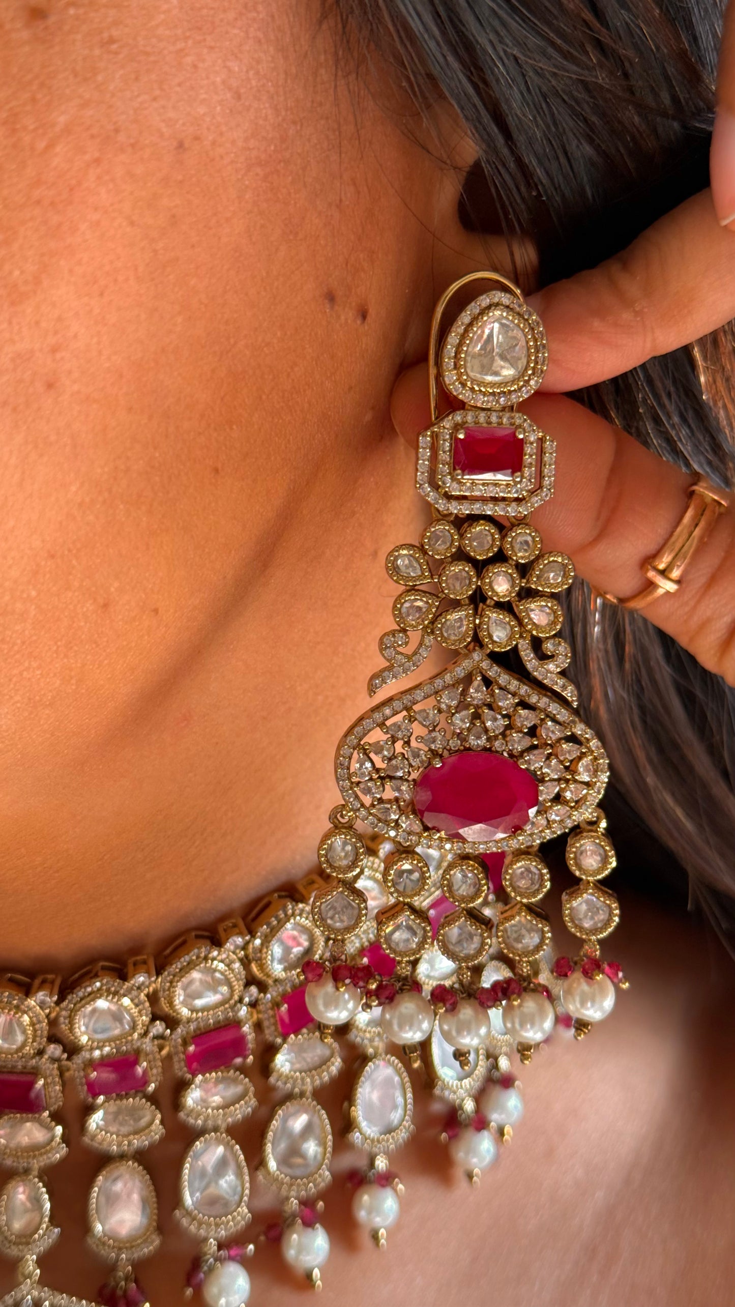 Rani Ruby polki victorian necklace