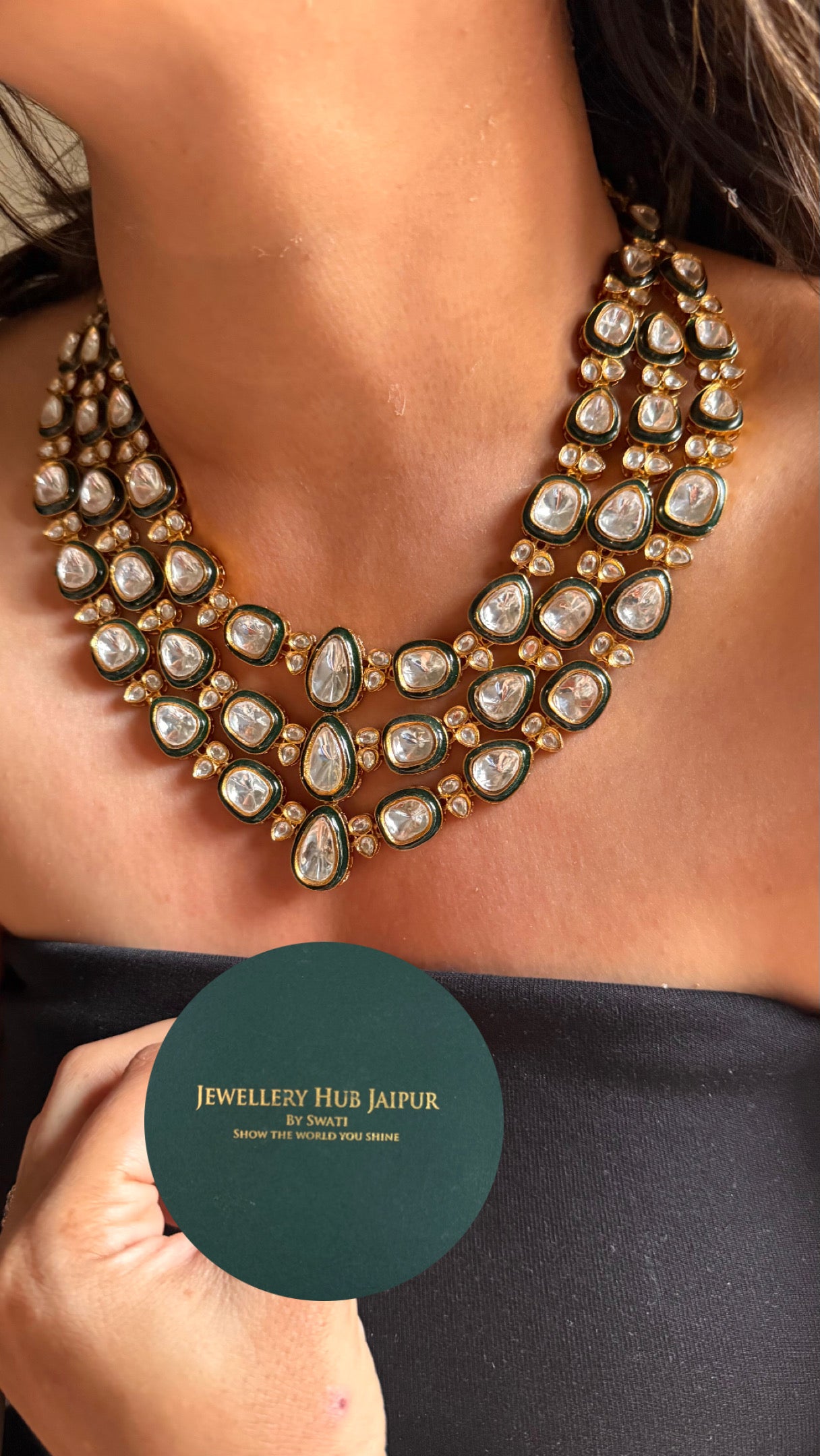 Meenakari triple line Necklace