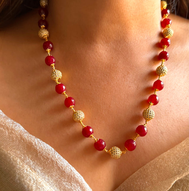 Ruby & emerald stone string/ mala