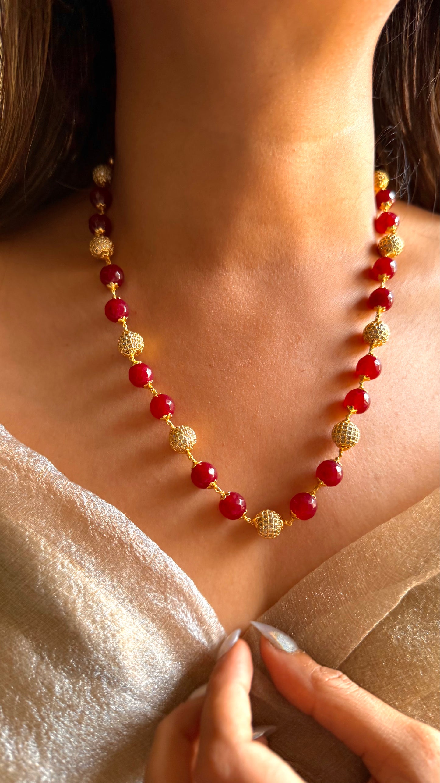 Ruby & emerald stone string/ mala
