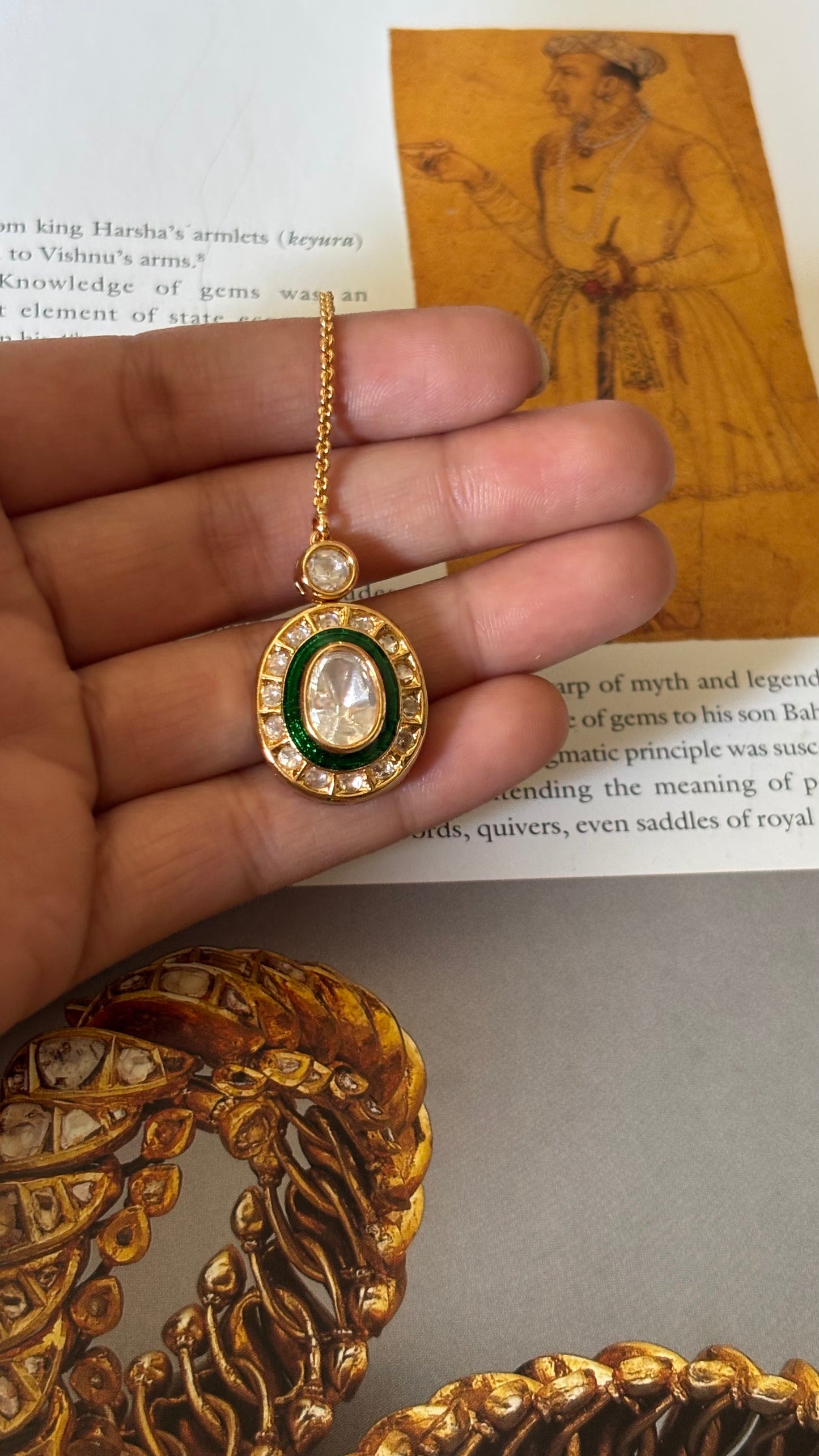 Emerald Meenakari maangtika