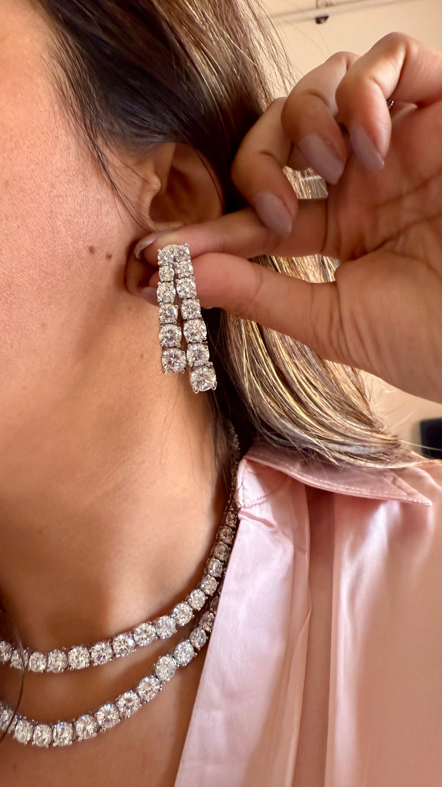 Dual layered diamond necklace