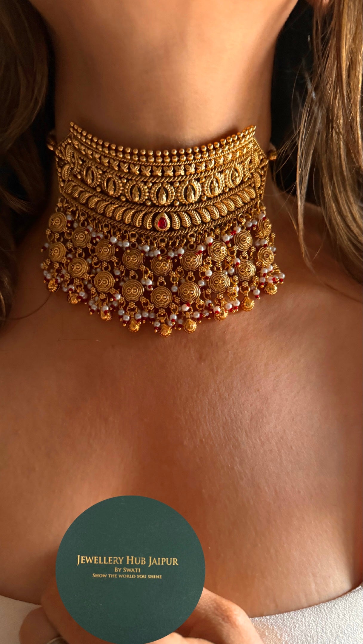 Ruby gold designer rajasthani aad Necklace