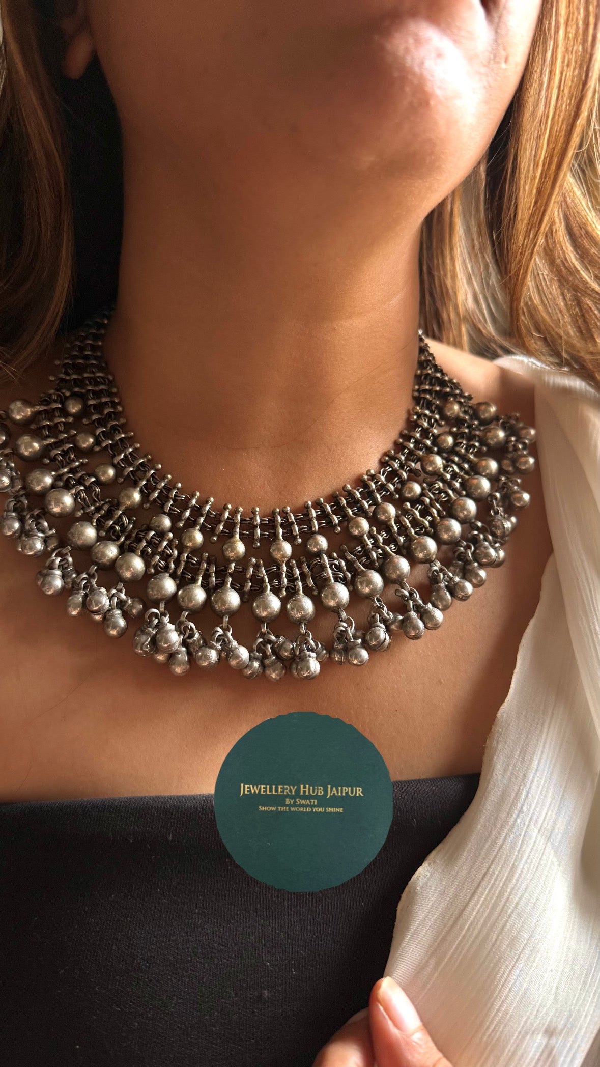 Oxidized Tribal Khasi Ghungroo Statement Necklace