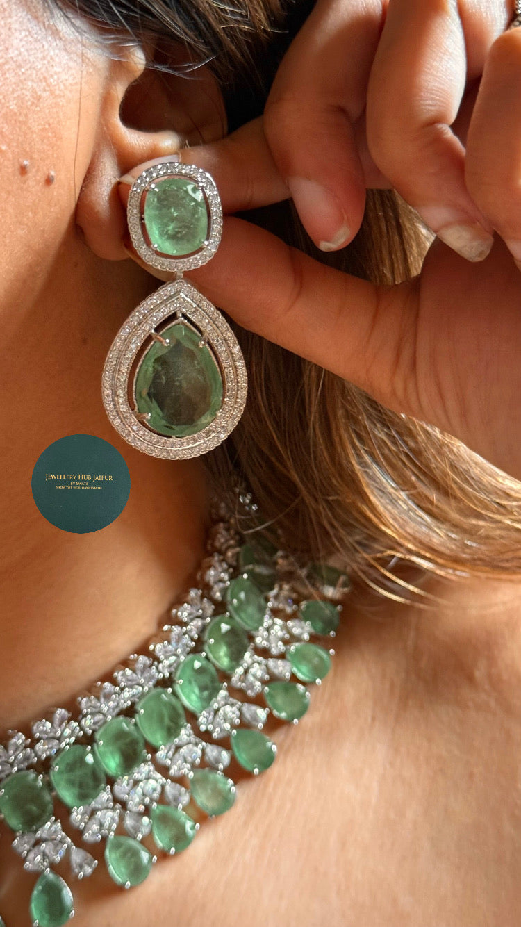 Mint doublet cz diamond designer choker set