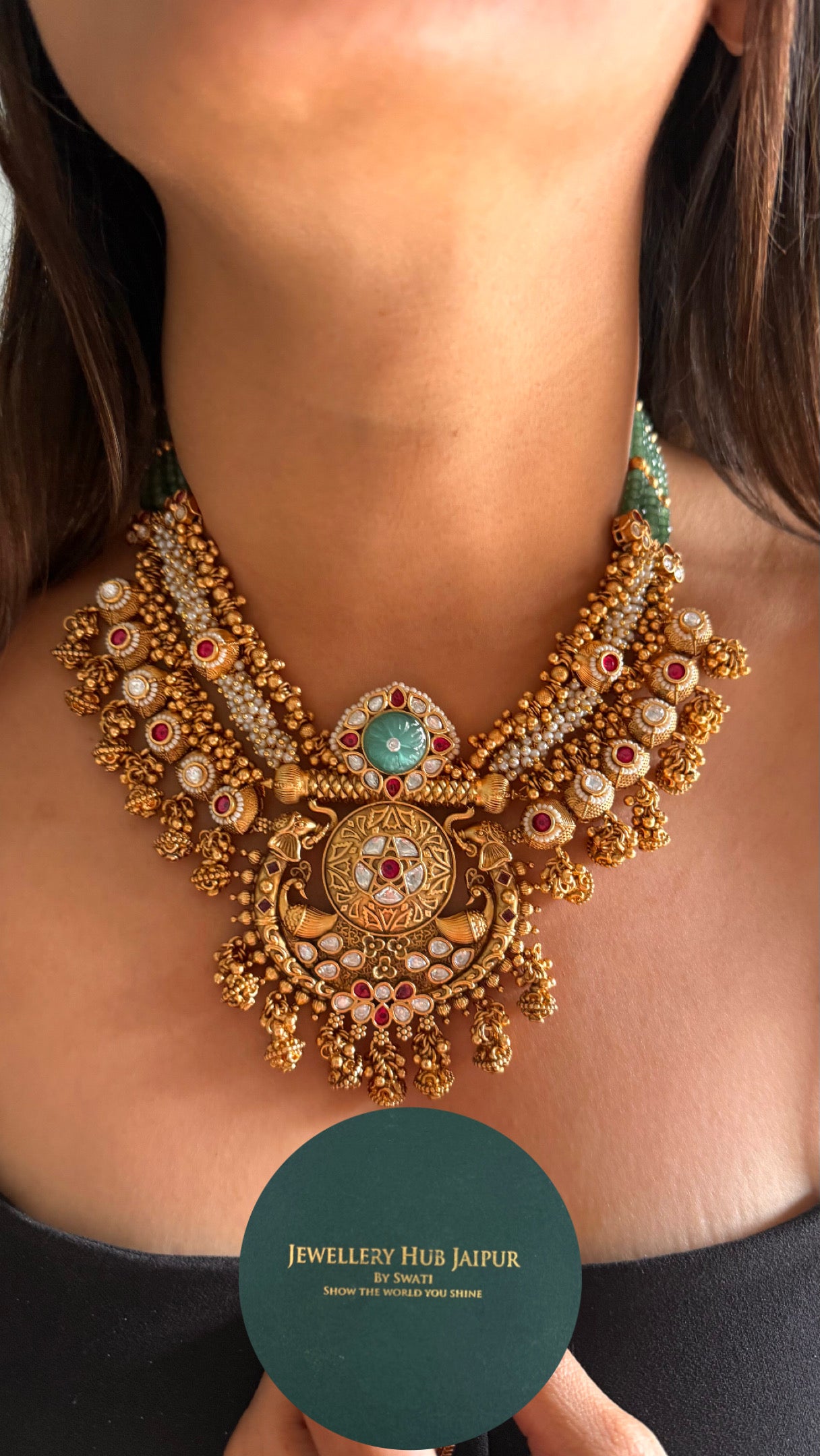 Heritage rajwada handmade designer mint necklace