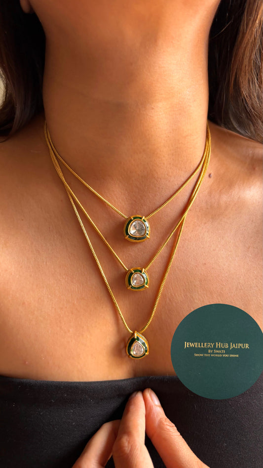Uncut meena triple layerd chain Necklace