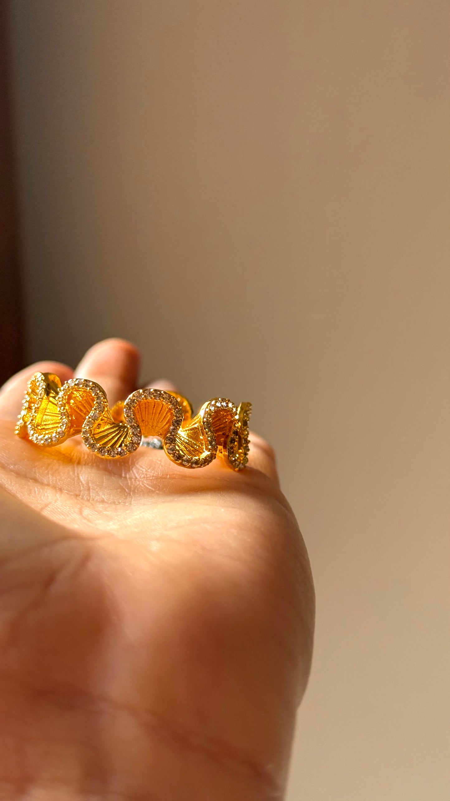24kt Dubai Gold inspired Noodle loops with diamond detailing