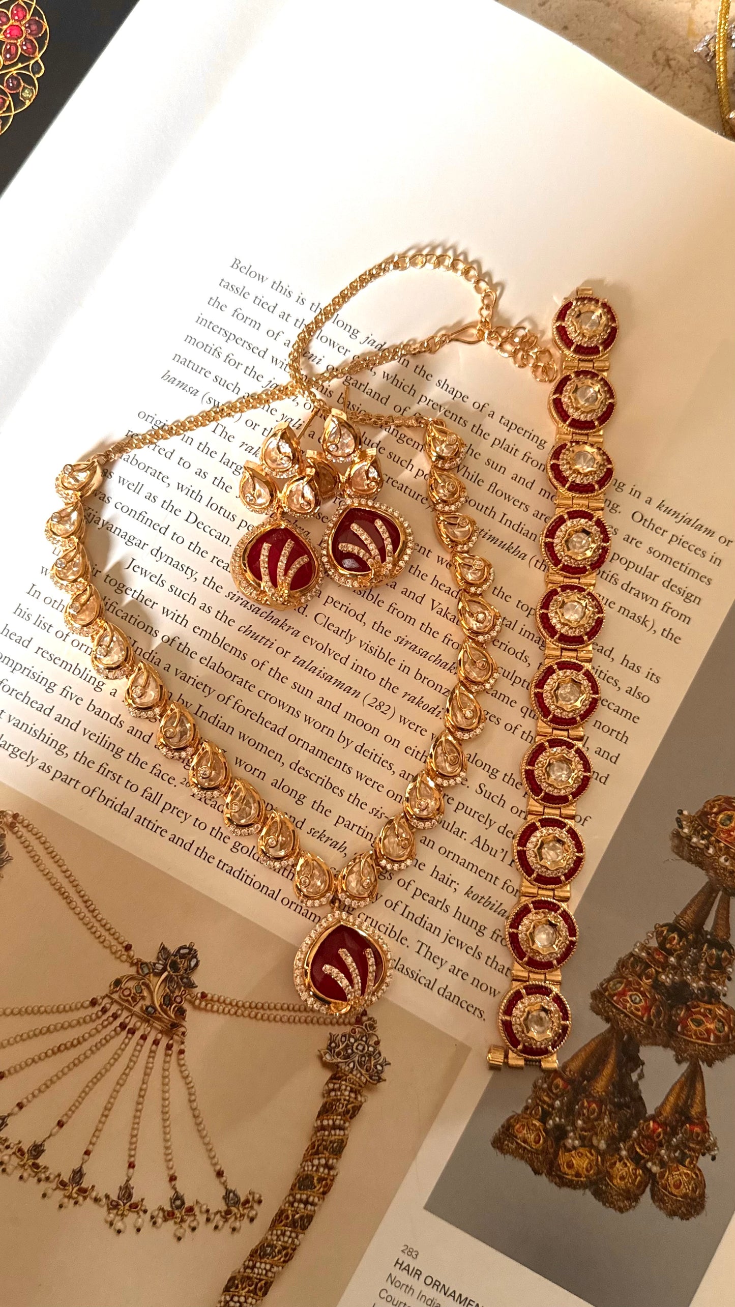 Ruby doublet moussanite petal collar set