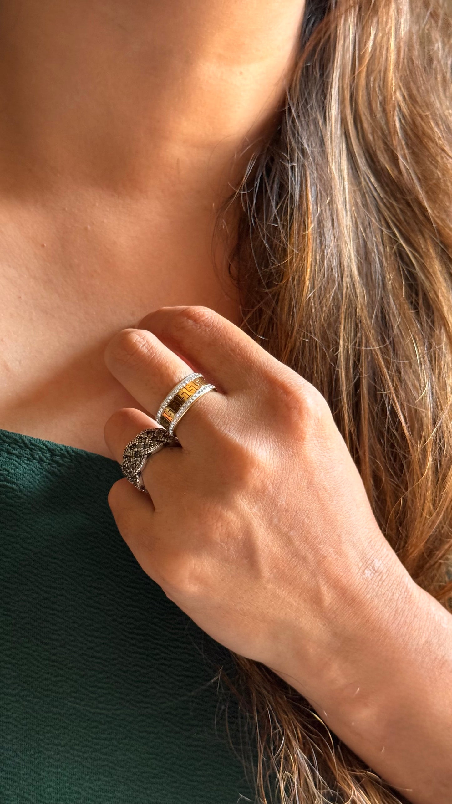 Wide Amber/Citrine Band Ring