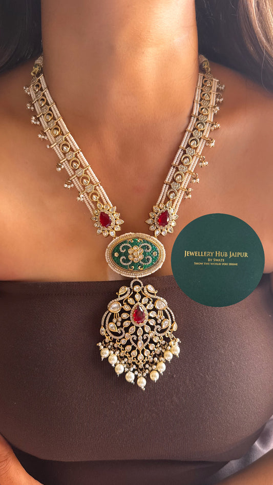 Real gold, Tribhuvan Das Zaveri, inspire Meena Kari Emerald and Ruby Ranihaar
