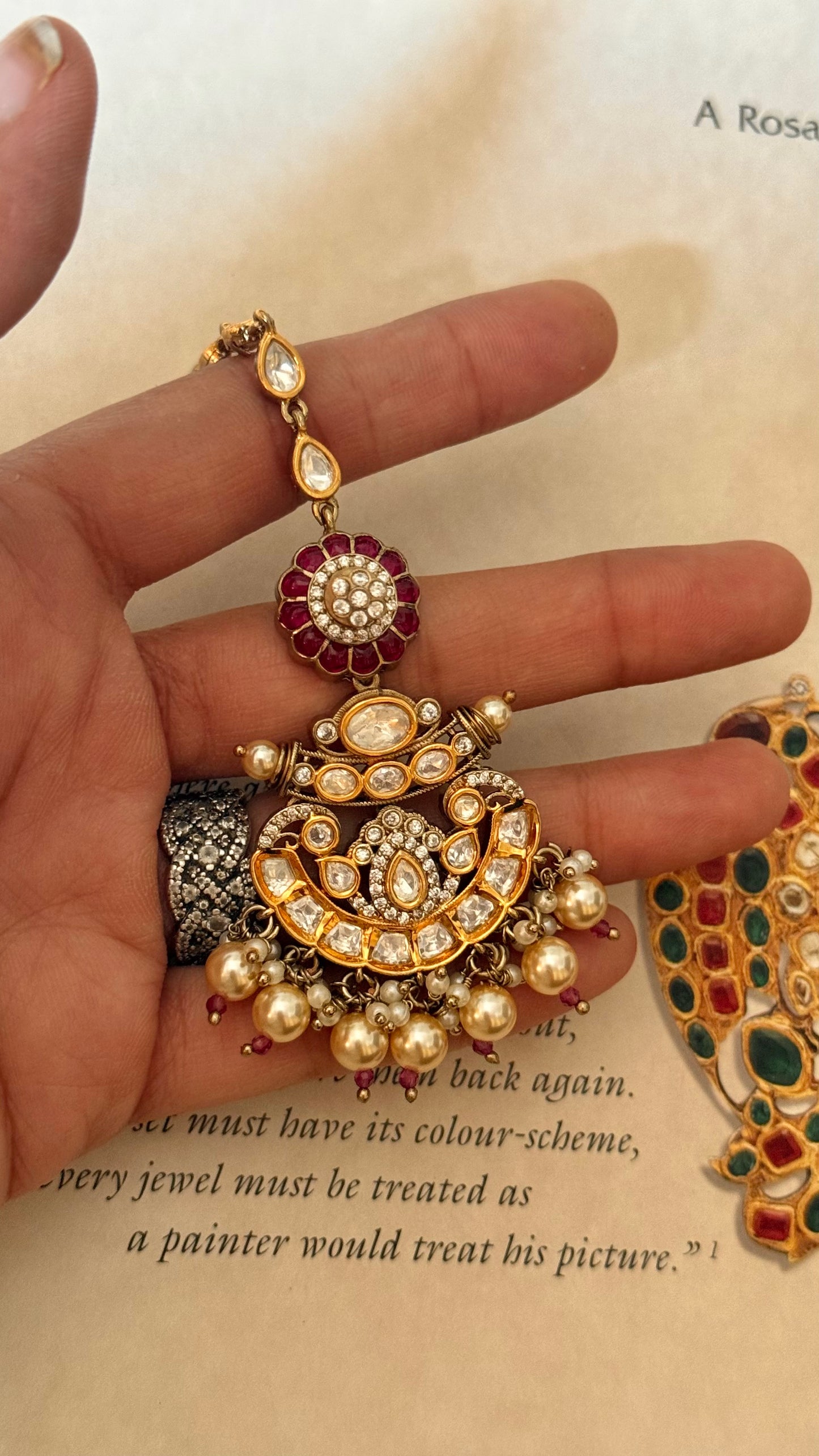 Ruby katdana floral maangtika