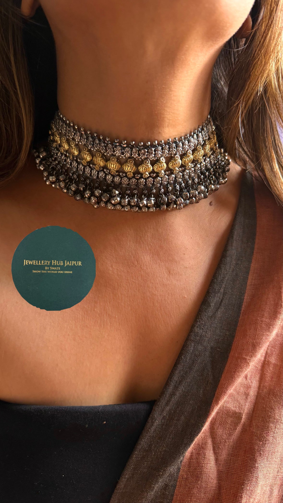 Dongria tribal oxidised Ghungroo necklace