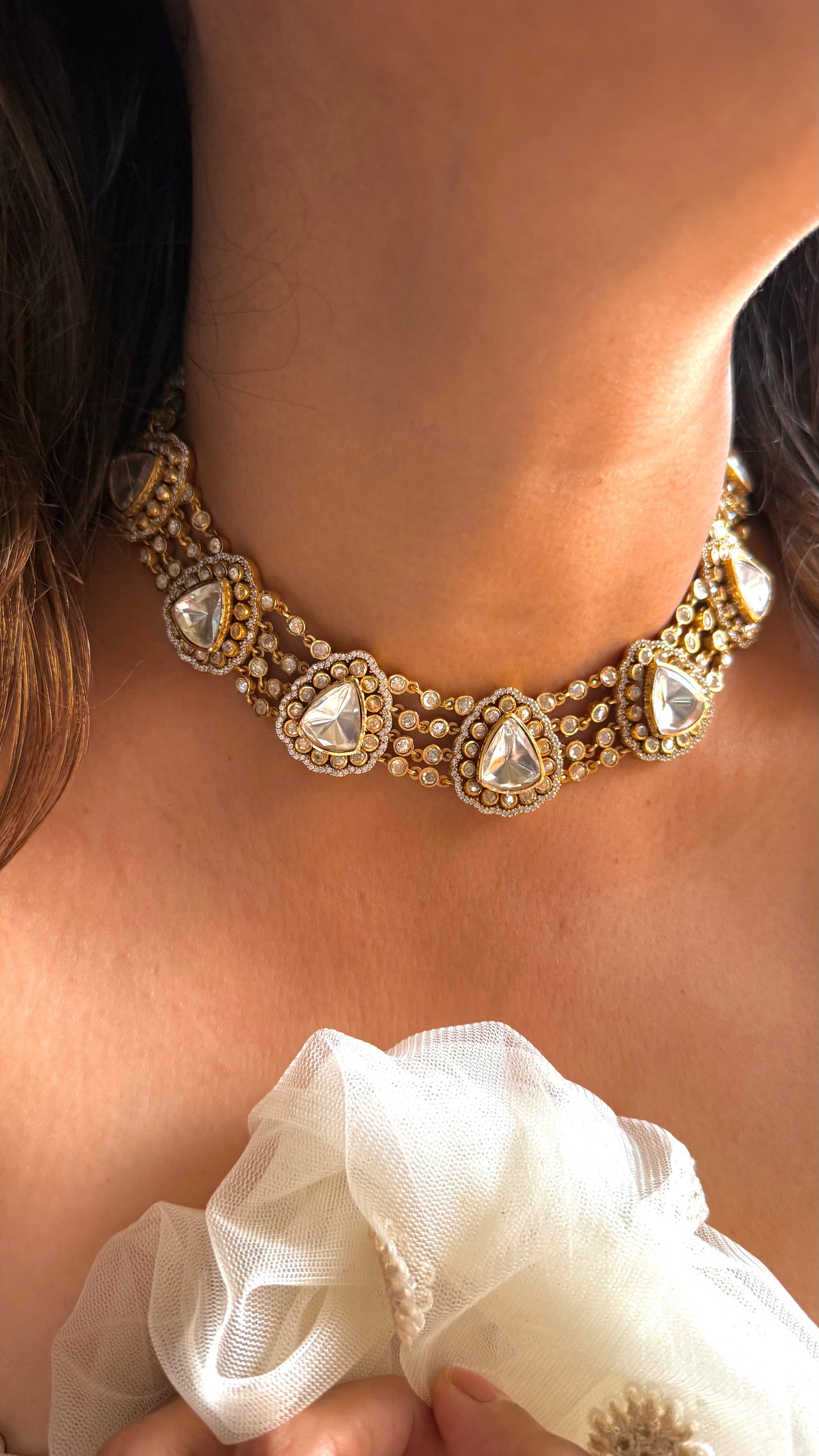 LV Shade Uncut Polki Designer Necklace