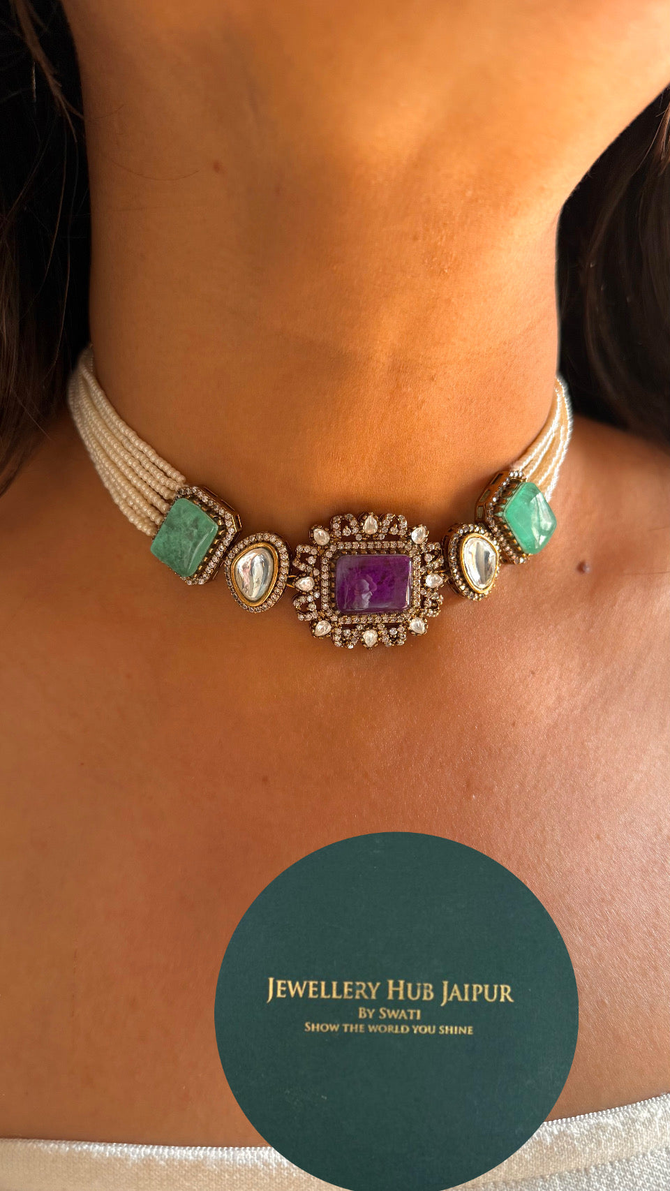 Tanzanite & sapphire minimalist Victorian necklace