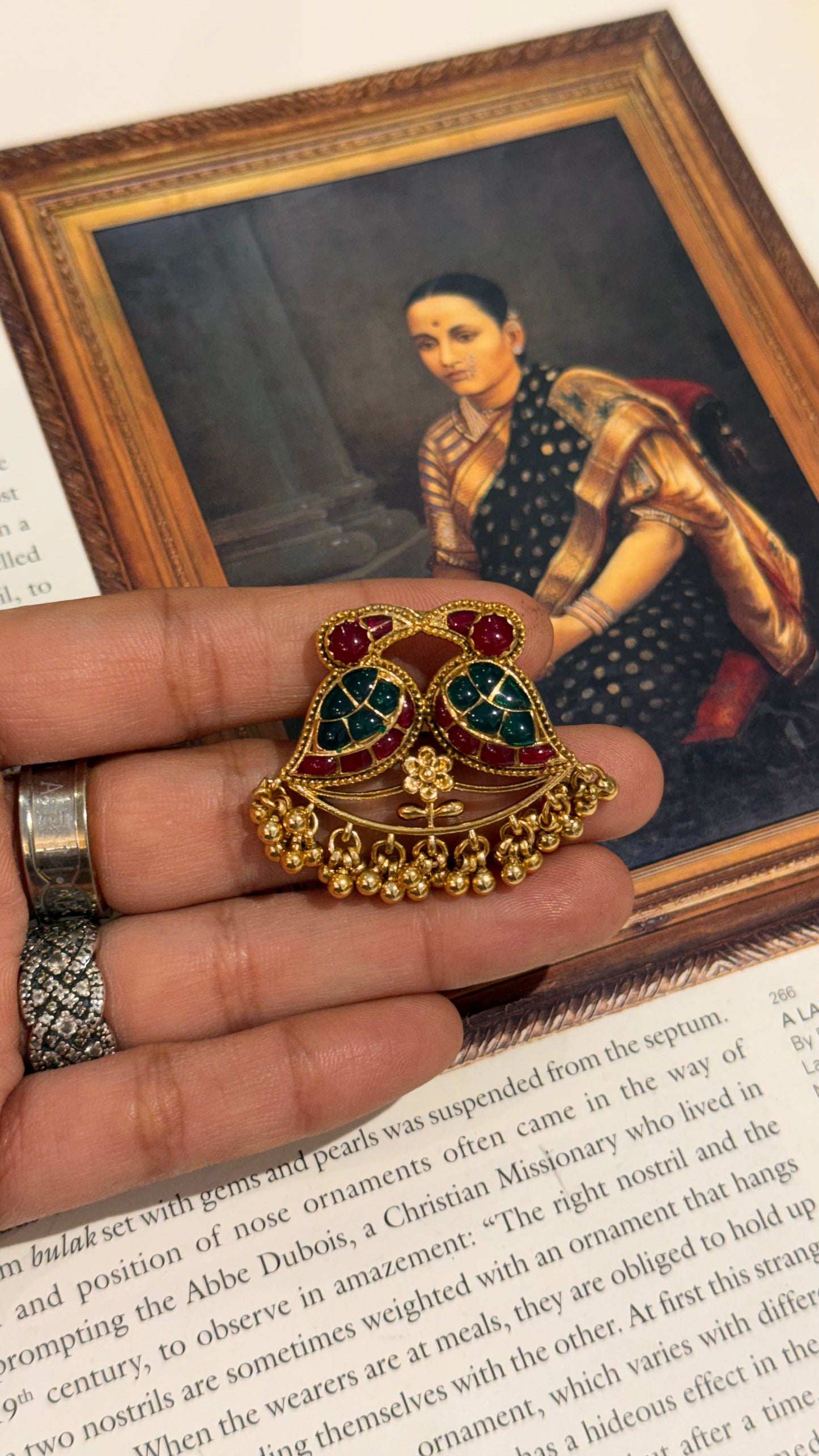 Lovebird Ruby & Emerald adjustable ring