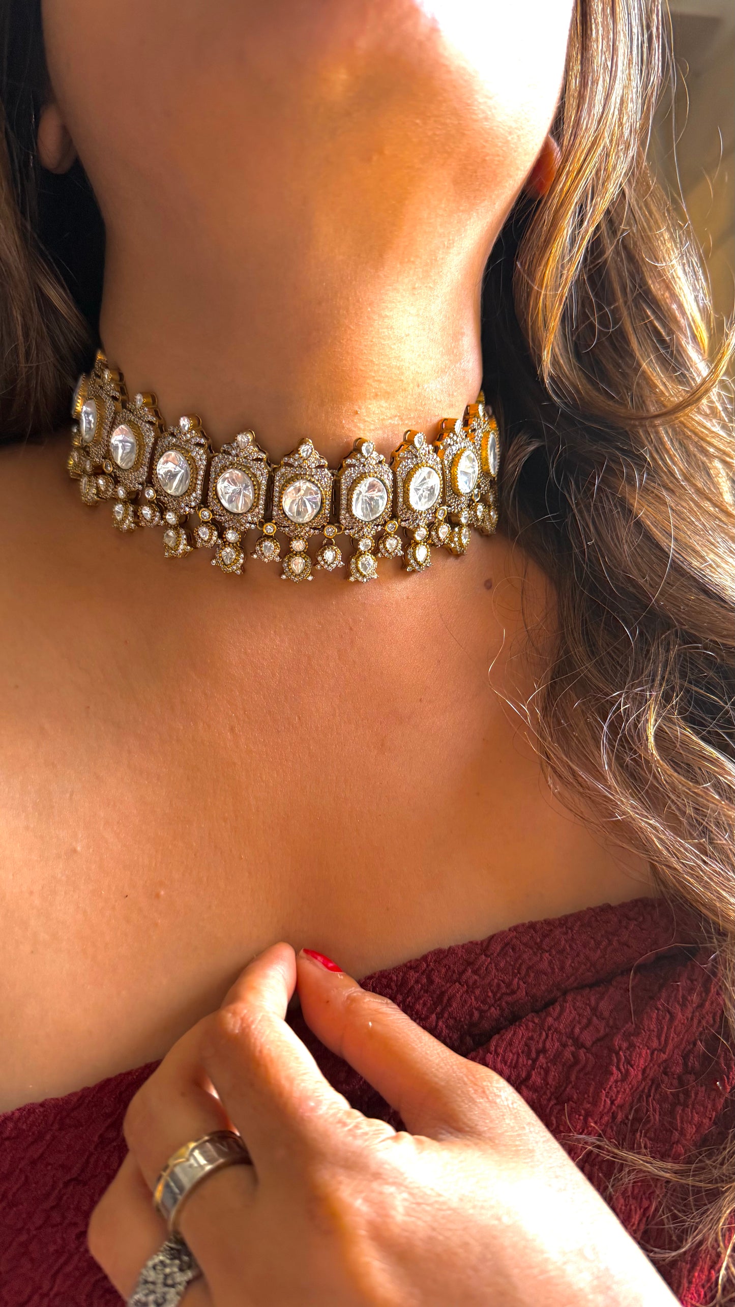 Uncut polki Victorian choker