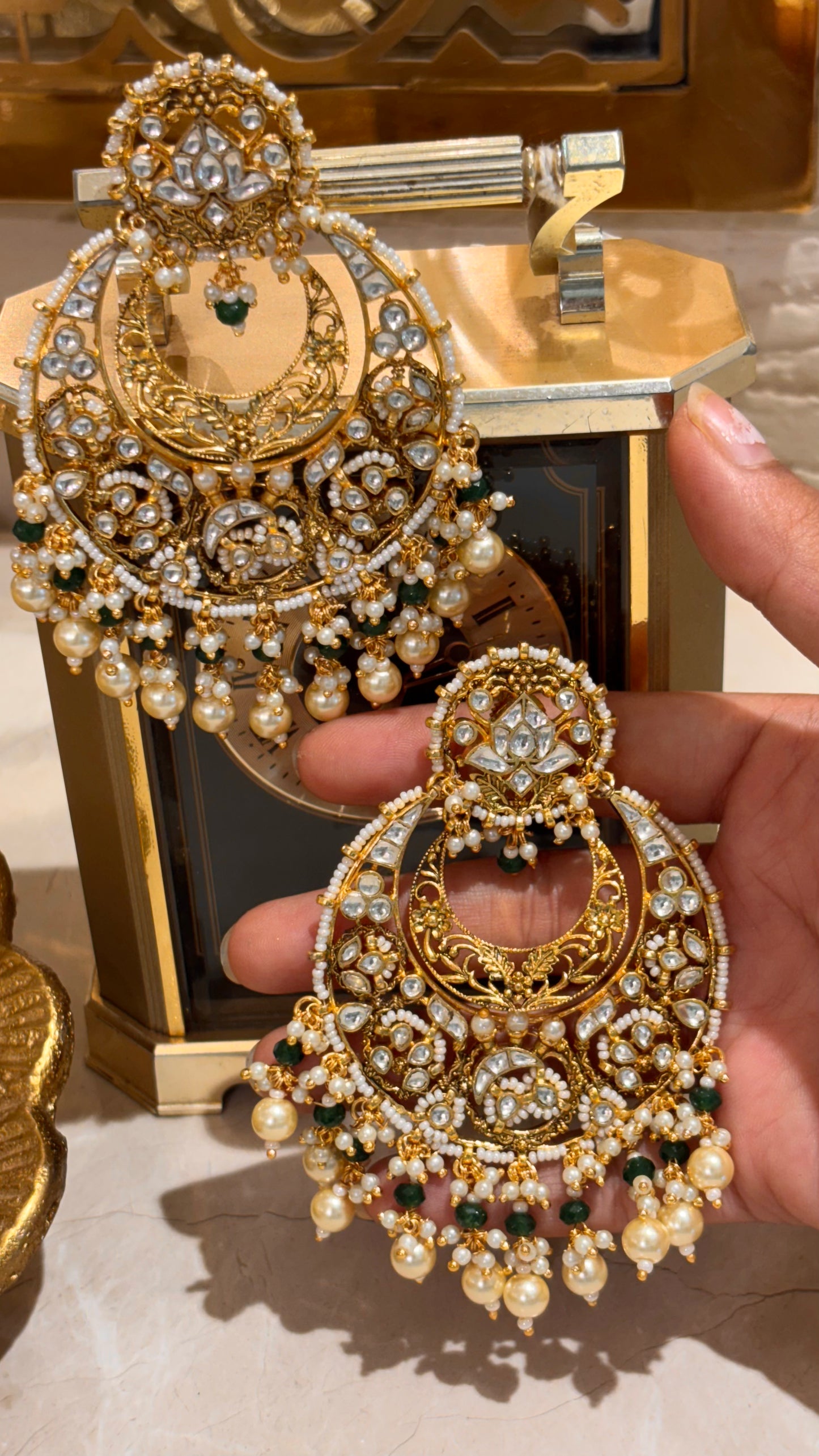 Paachi kundan gold chaandbaali designer earrings
