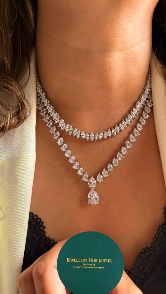Dual line cz diamond necklace