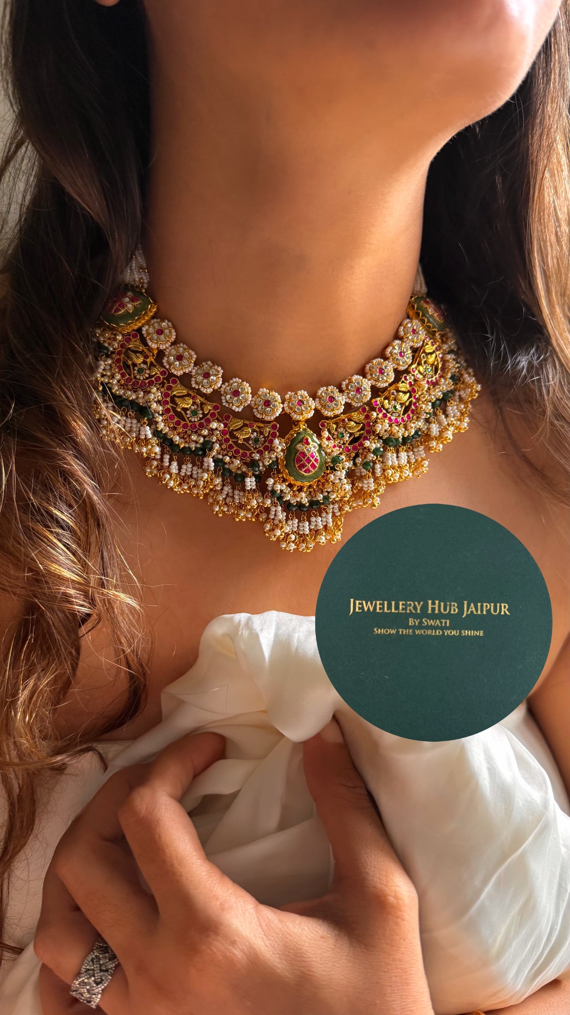 Handmade Heritage Polki Kalash inlay rajwada bridal collar set
