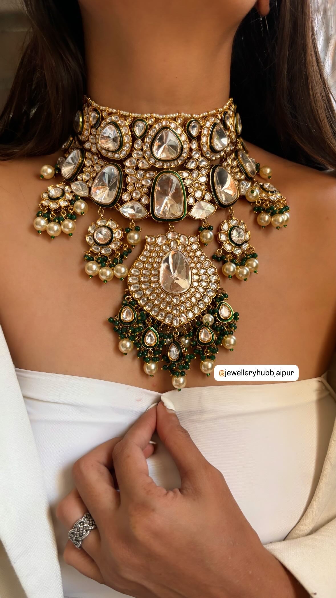 Real uncut polki maharani necklace