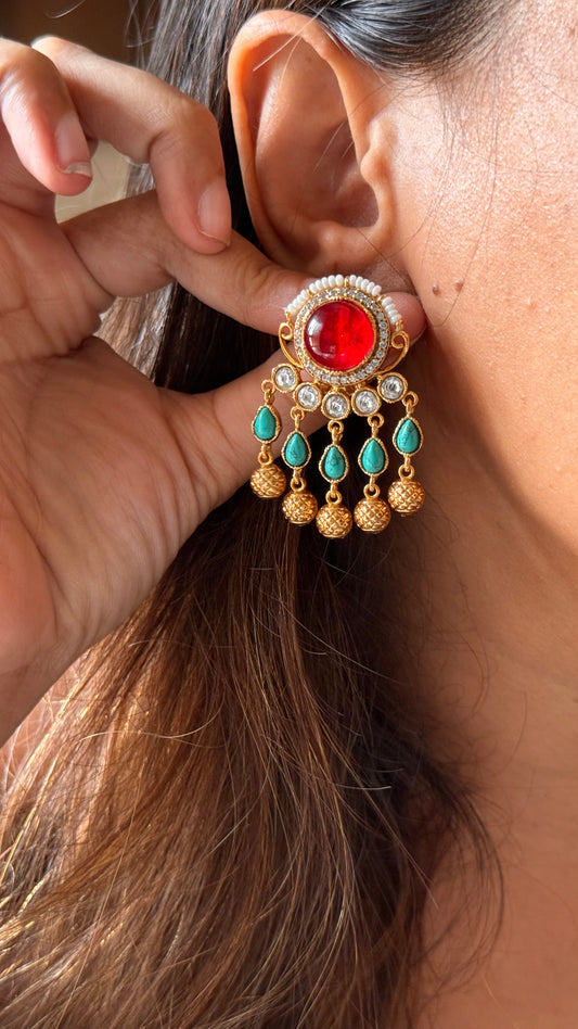 Ruby and Firoza, with a hint of gold studs