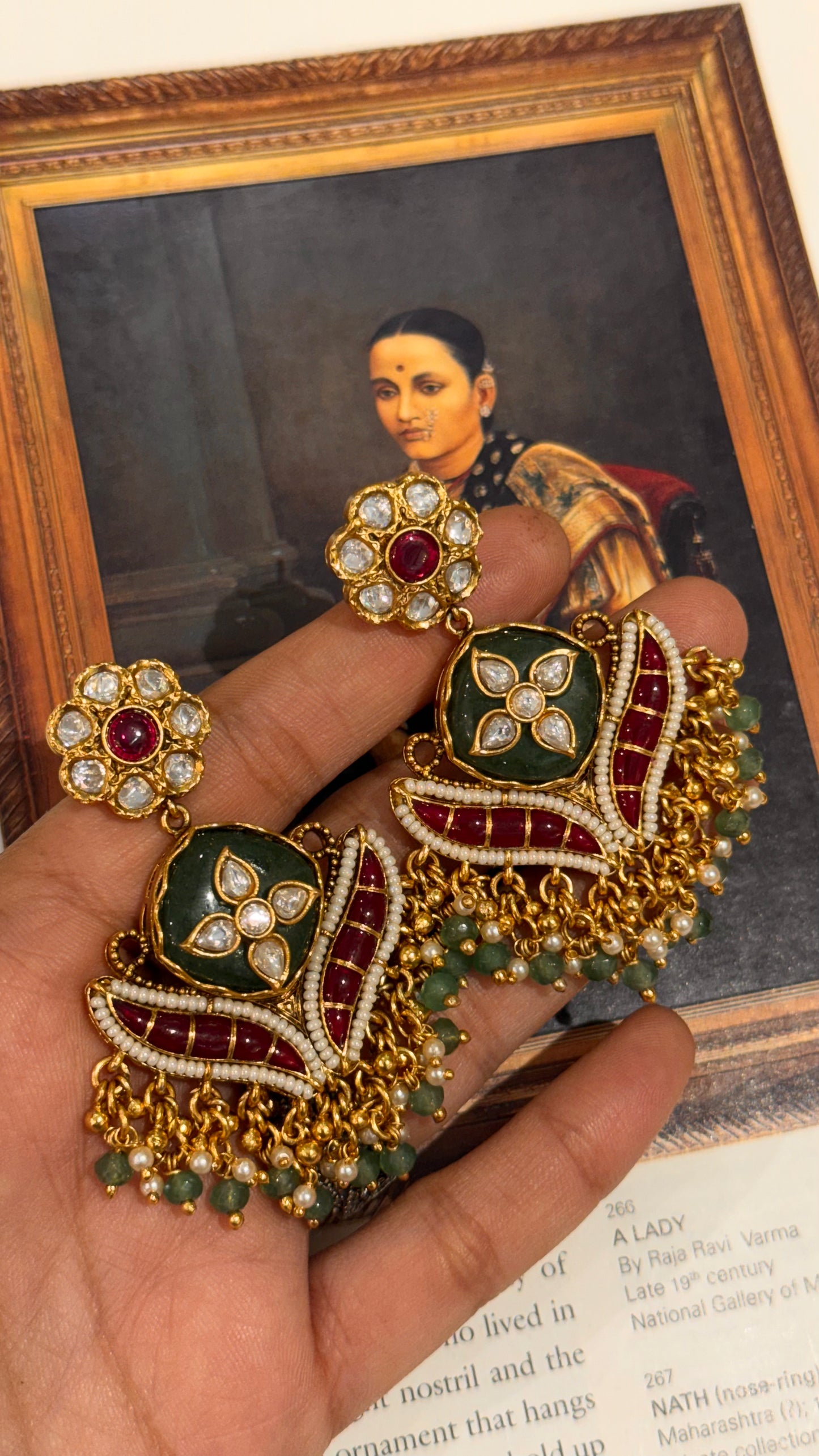 Floral Nakshi & Inlay work statement traditional earrings