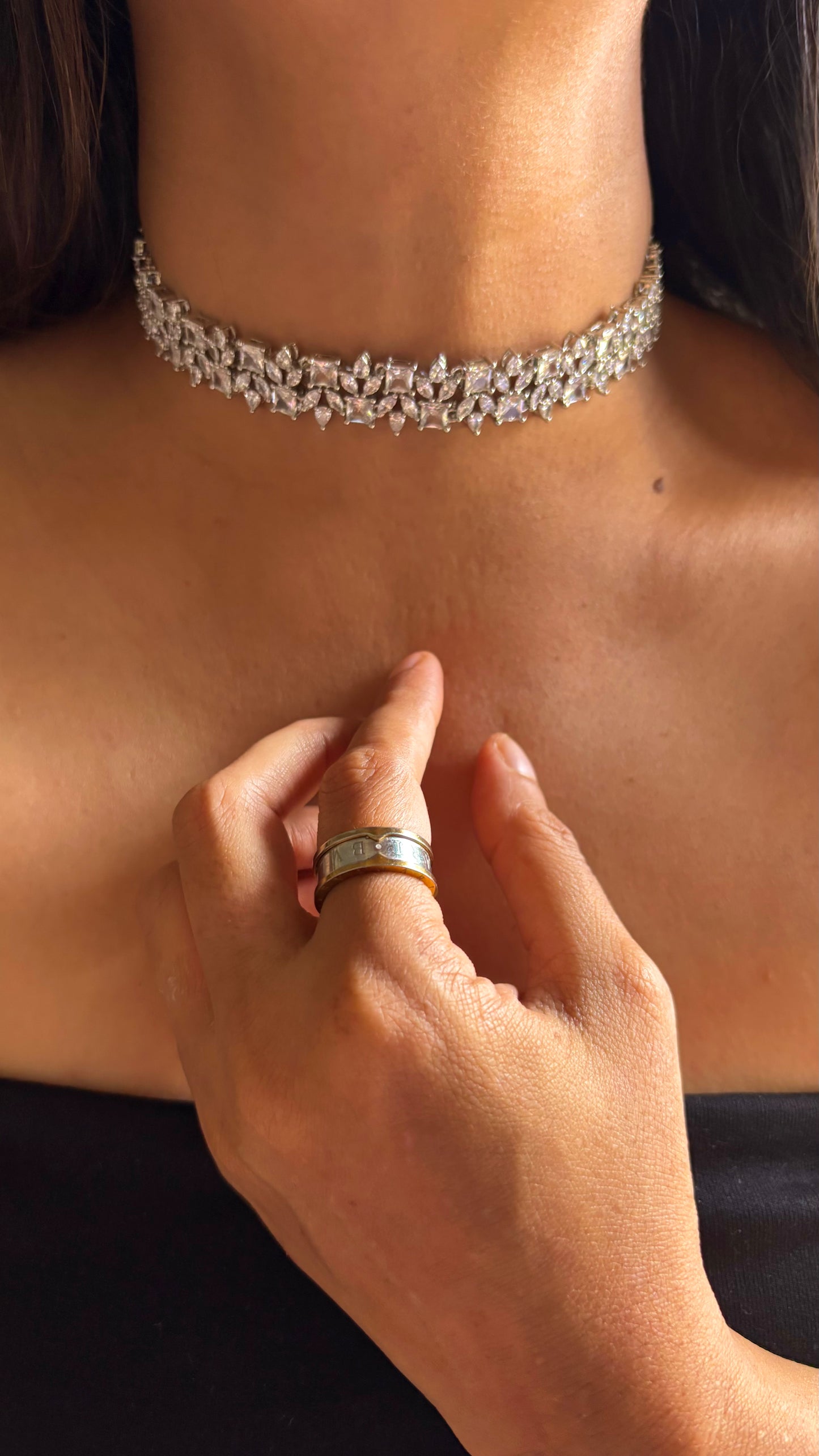 Minimalist cz diamond choker
