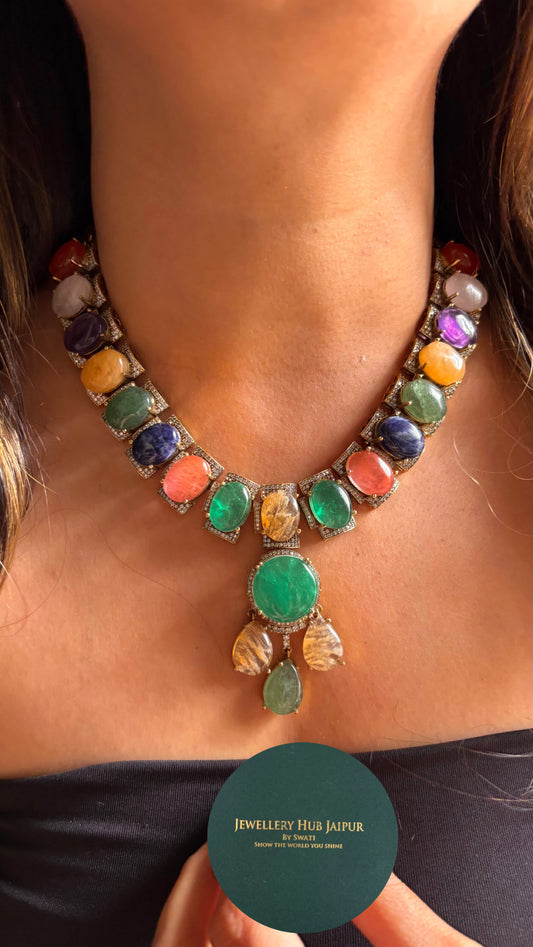 Sabhyasachi inspired multicoloured onyx necklace